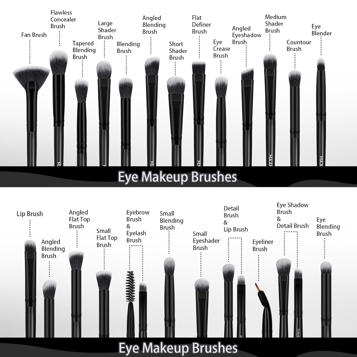 MAANGE Makeup Brushes, 41 Pcs Premium Synthetic Makeup Brush Set Contour Blush Concealers Eye Shadow Eyeliner Blending Make Up Brush Kit (Black, 41 Piece Set) - Image 2