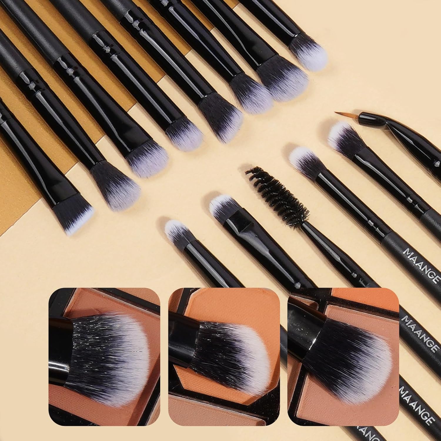 MAANGE Makeup Brushes, 41 Pcs Premium Synthetic Makeup Brush Set Contour Blush Concealers Eye Shadow Eyeliner Blending Make Up Brush Kit (Black, 41 Piece Set) - Image 3