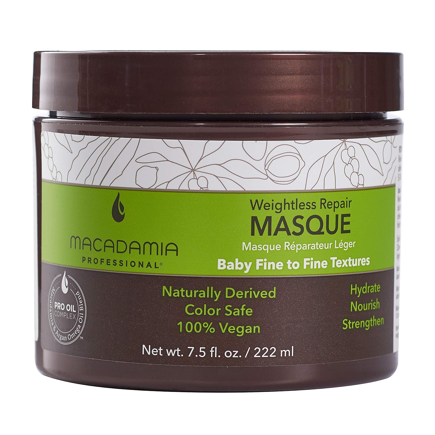 Macadamia Professional Hair Care Products Weightless Repair Hair Masque - For Thin Fine Hair - Color-Safe, Cruelty-Free and 100% Vegan - 7.5 Fl. Oz.