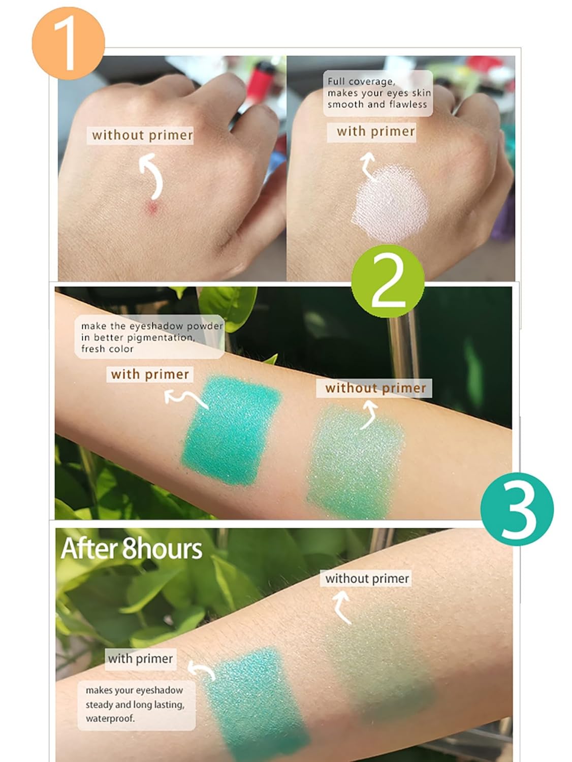 MAEPEOR 0.34oz White Matte Eyeshadow Primer for Oily Lids Long-lasting Waterproof Crease-Proof - Image 6