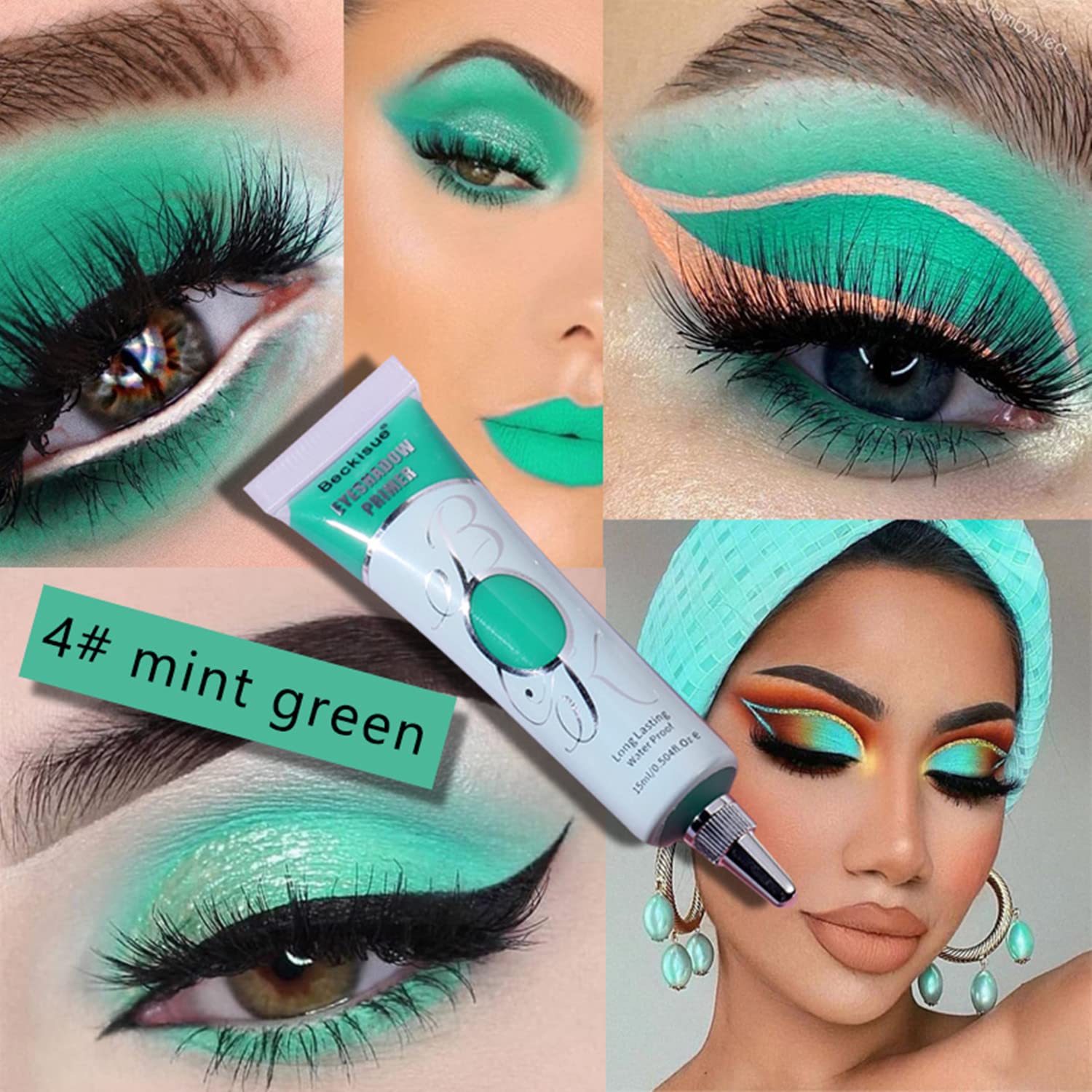 MAEPEOR 4 Mint Green Matte Eyeshadow Primer for Oily Lids Waterproof 0.5 oz - Image 3
