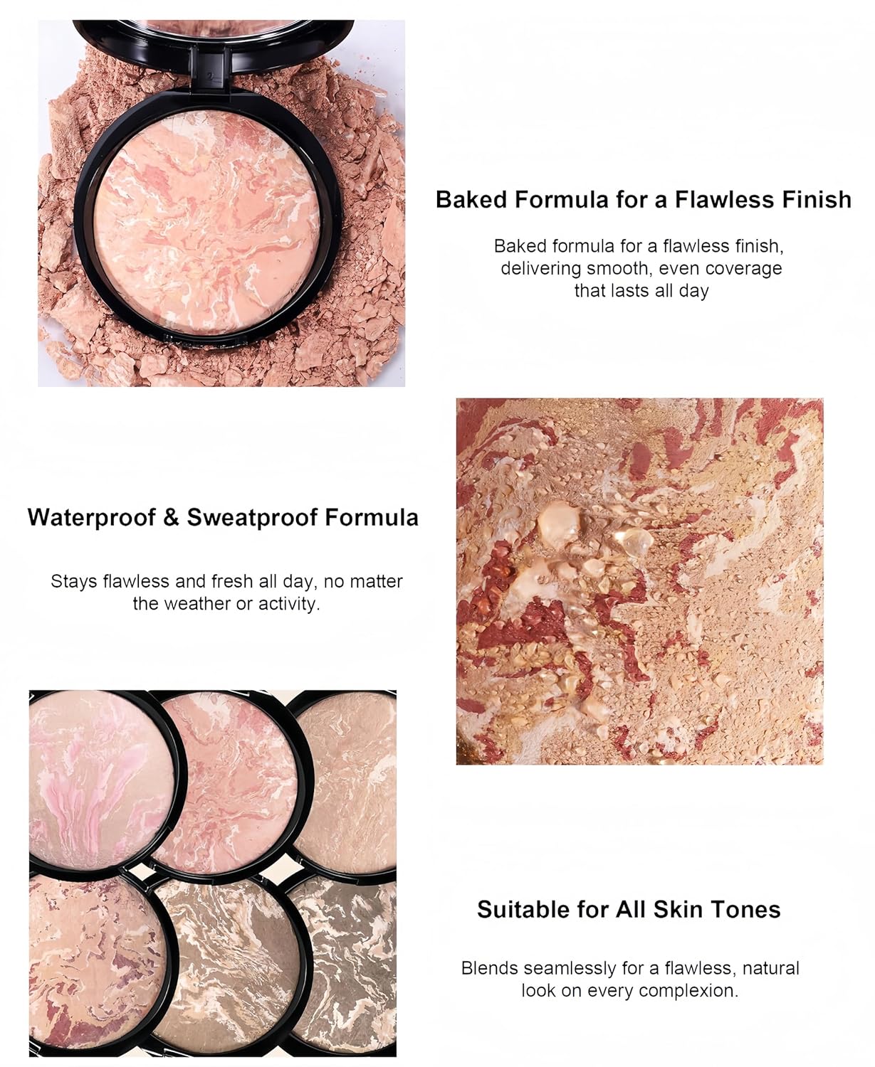 MAEPEOR Baked Setting Powder Brighten Color Correcting Powder Foundation Natural Smooth Lightweight Oil-Control Pressed Foundation (07 Porcelain To Go) - Image 5