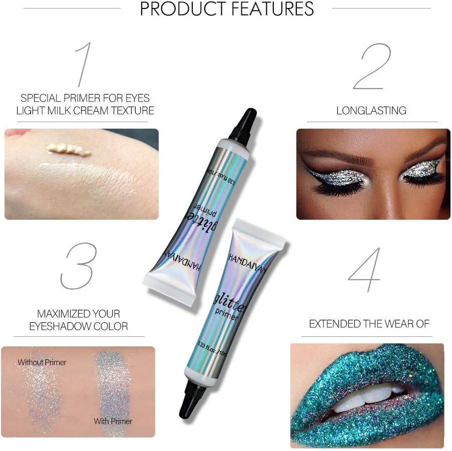 MAEPEOR Cosmetic Glitter Glue Long Lasting Makeup Glitter Primer Gel Waterproof & Smudgeproof Primer Base Glue for Body Eyes Face Lip with Glitter, Body Jewels, Rhinestones (2 PCS, 10 ml) - Image 2