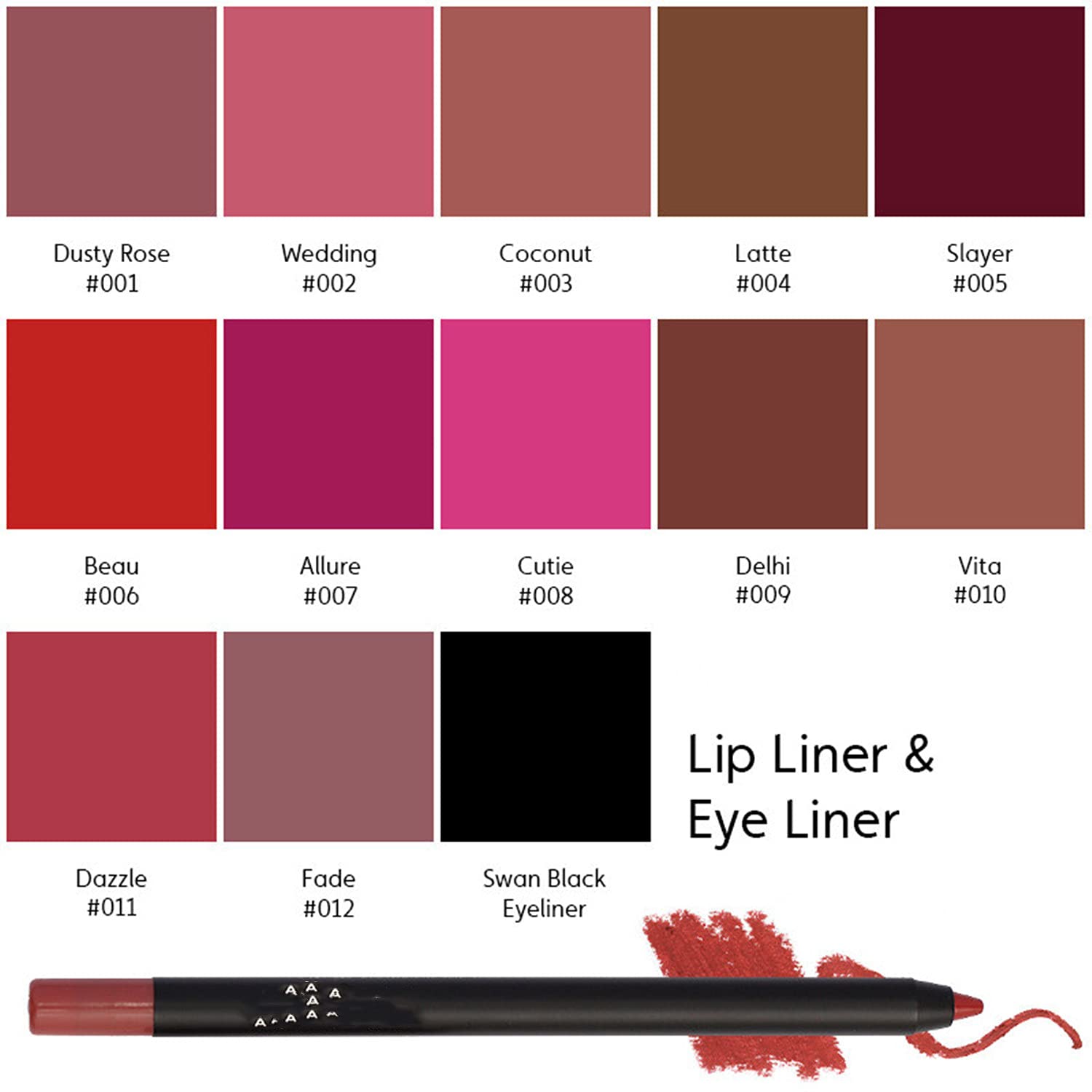 MAEPEOR Matte Lipliner and Eyeliner Kit 3 PCS Smoothly Creamy Lipliner and Eyeliner Pen Set for Daily Wear (3PCS Kit 2) - Image 7