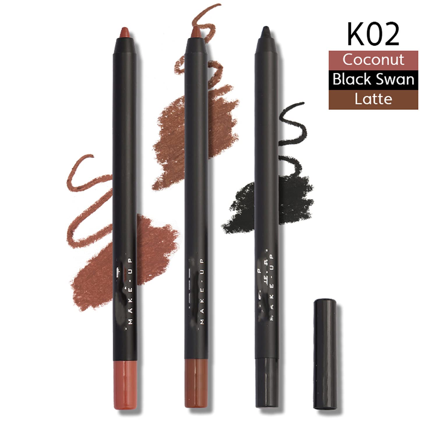 MAEPEOR Matte Lipliner and Eyeliner Kit 3 PCS Smoothly Creamy Lipliner and Eyeliner Pen Set for Daily Wear (3PCS Kit 2) - Image 2