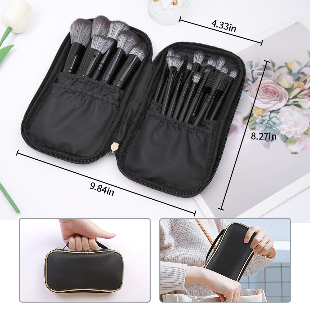 MAGEFY Makeup Brush Set, 22 Pcs Premium Synthetic Makeup Brushes Foundation Eyeshadow Brush Powder Blush Concealers Brush Set Travel Makeup Brushes with Case(Black) - Image 3