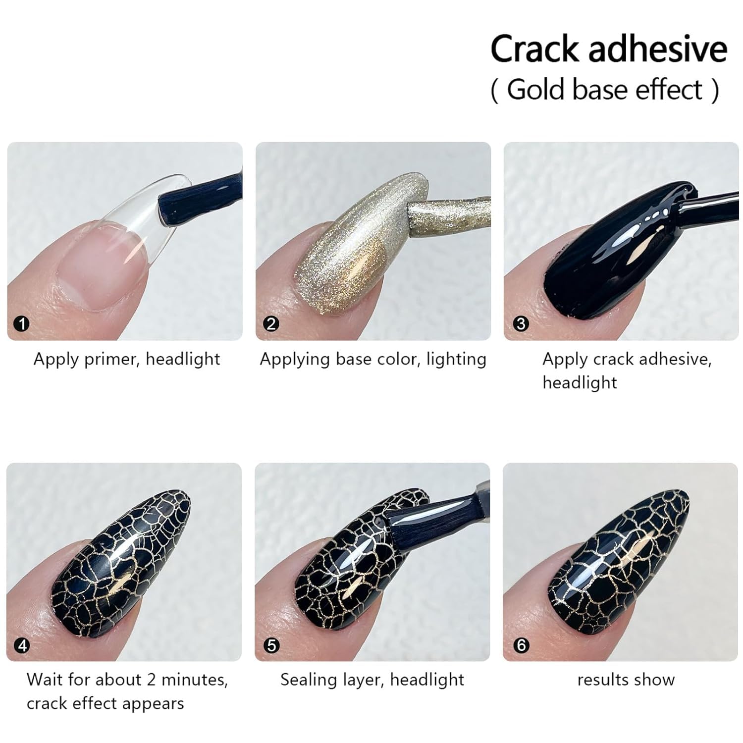 Magic Crackle Gel Polish, Long-lasting Air Dry UV LED Soak Off Nail Art for Home Salon Women Gift (10, 7.5ml) - Image 5