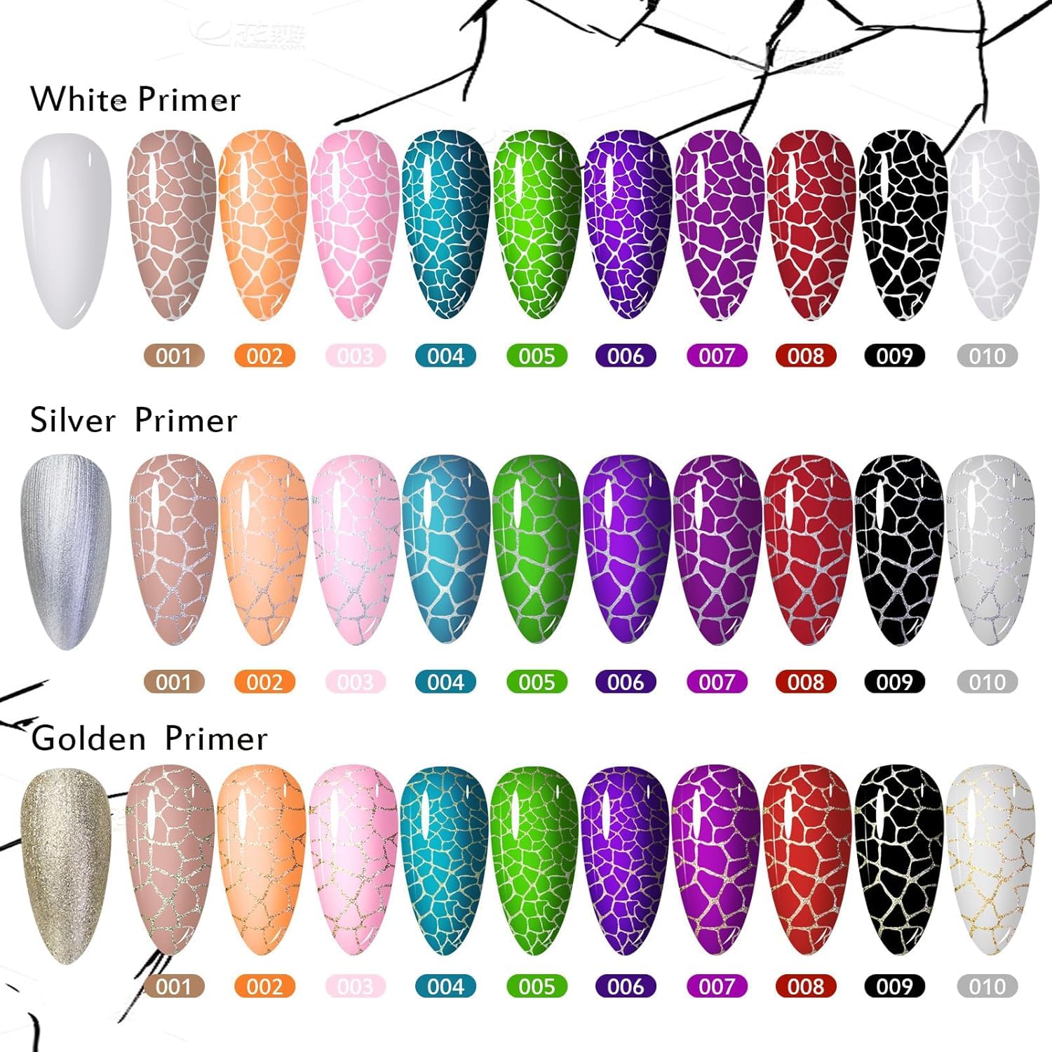 Magic Crackle Gel Polish, Long-lasting Air Dry UV LED Soak Off Nail Art for Home Salon Women Gift (10, 7.5ml) - Image 4