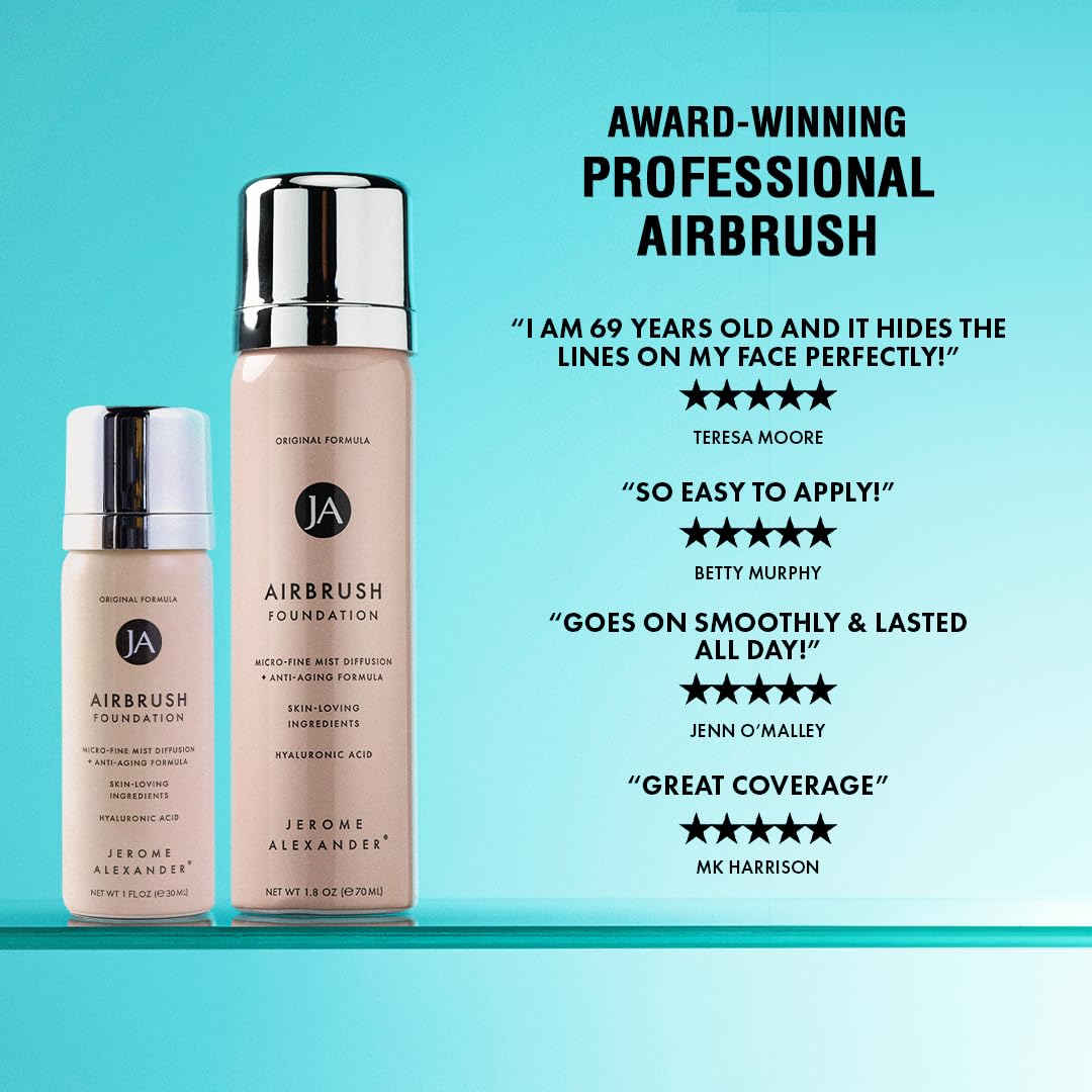 MagicMinerals AirBrush Foundation by Jerome Alexander, Mini Travel Size 1FL Oz, Easy Application Spray Makeup with Anti-aging Ingredients for Smooth Radiant Skin - Warm Beige - Image 2