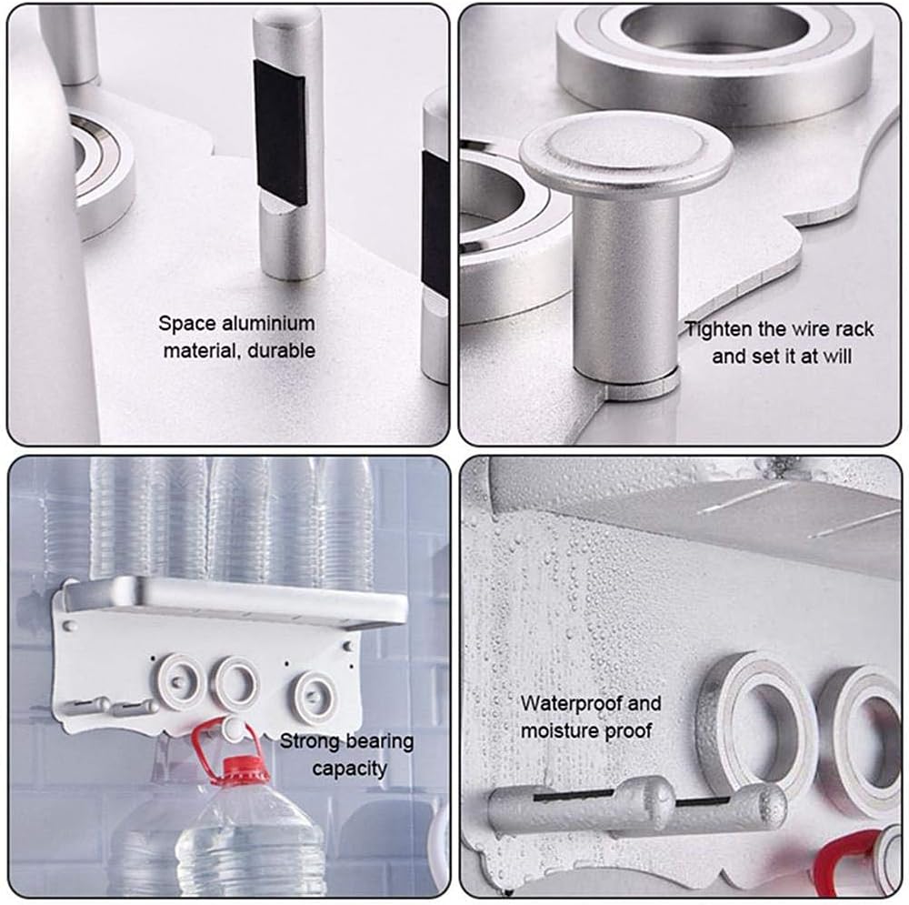 Magik Magnetic Supersonic Hair Dryer Accessories Metal Wall Mount Holder Hanger for Dyson and Other Hair Dryers Bathroom Toothbrush Makeup Cosmetic Shelf Rack Caddy Storage Organizer (Large, Silver) - Image 4
