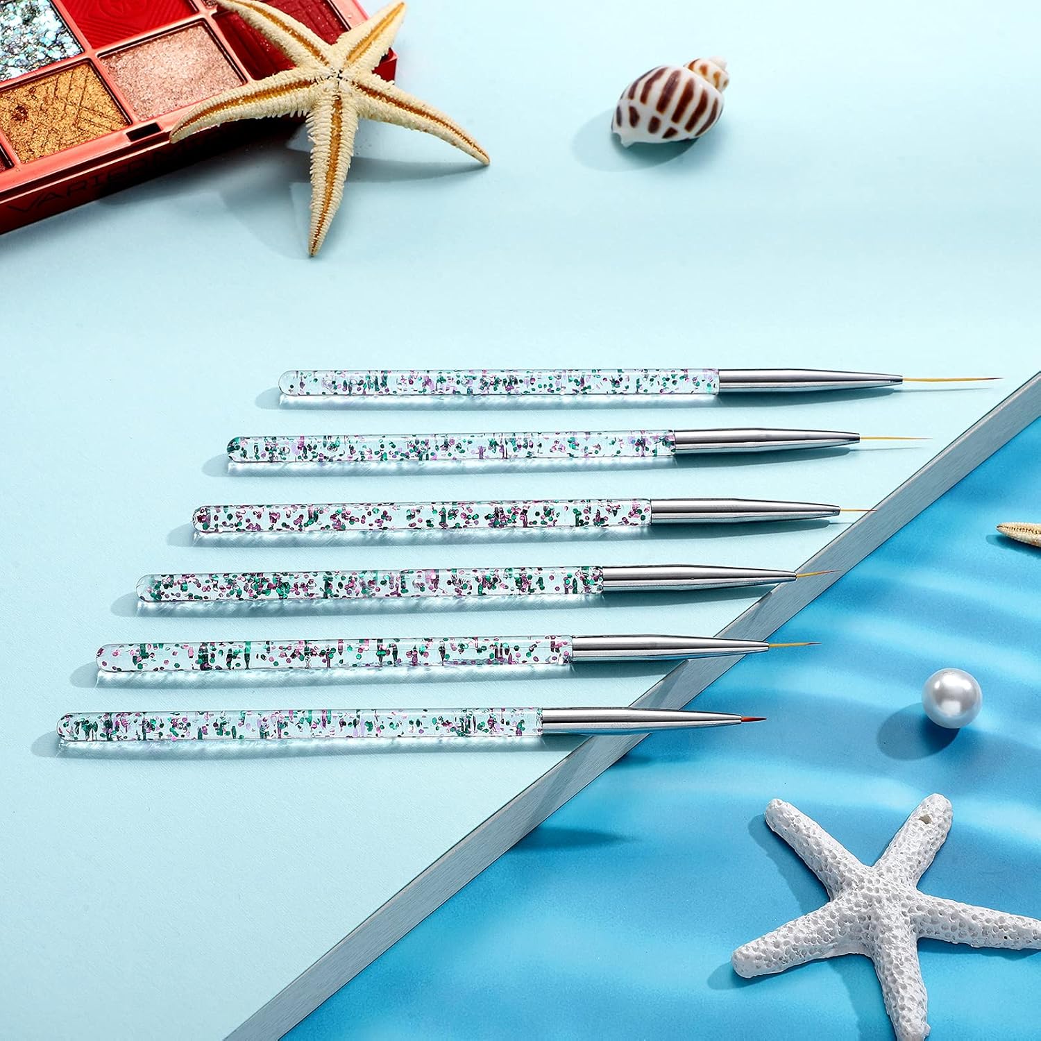 Maitys 6 Pcs Eyeliner Brushes Fine Point Thin Eye Makeup Gel Eyeliner Brush Water Activated Graphic Cosmetic Liner Wands for Eyes Makeup Tools(Bright Style) - Image 4