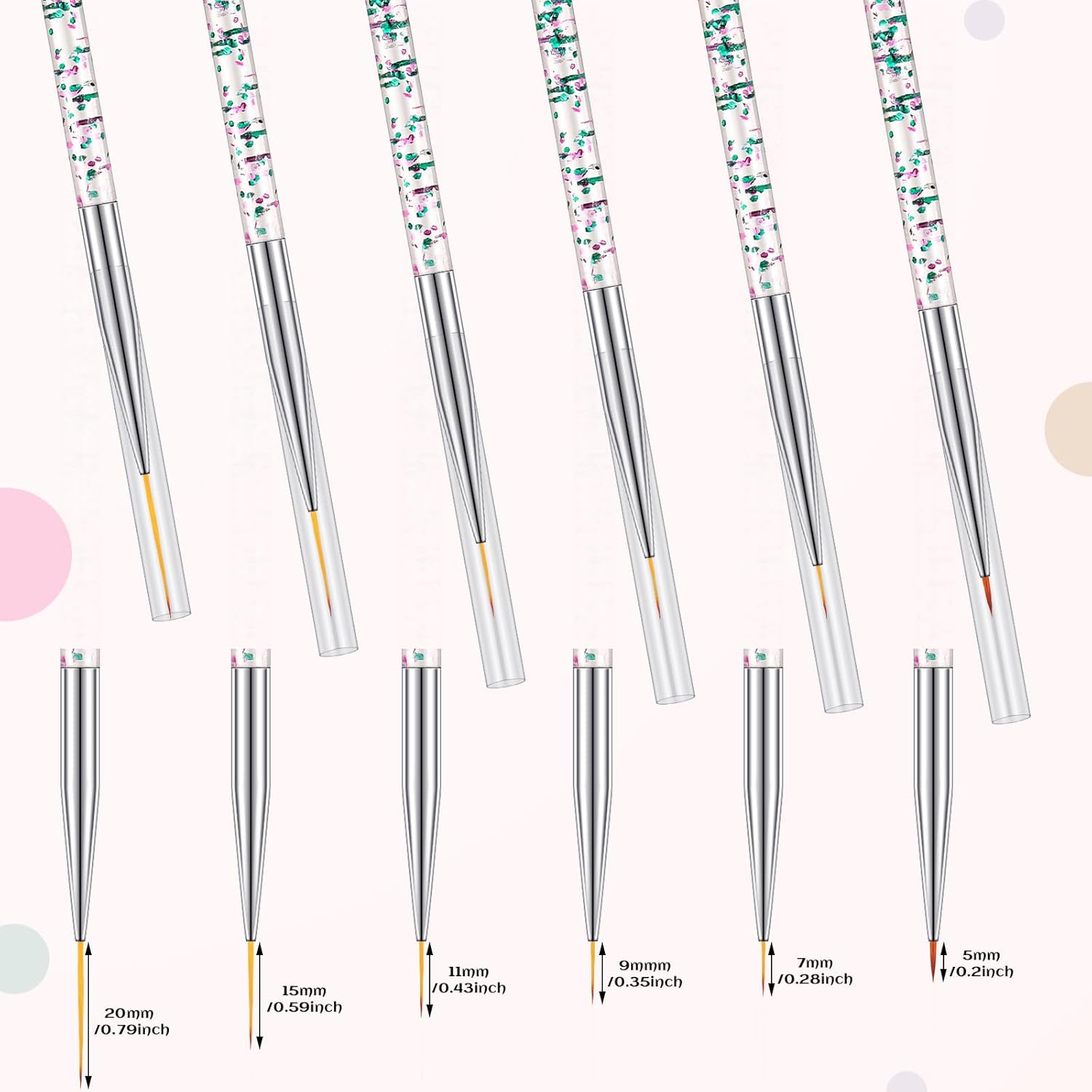 Maitys 6 Pcs Eyeliner Brushes Fine Point Thin Eye Makeup Gel Eyeliner Brush Water Activated Graphic Cosmetic Liner Wands for Eyes Makeup Tools(Bright Style) - Image 3