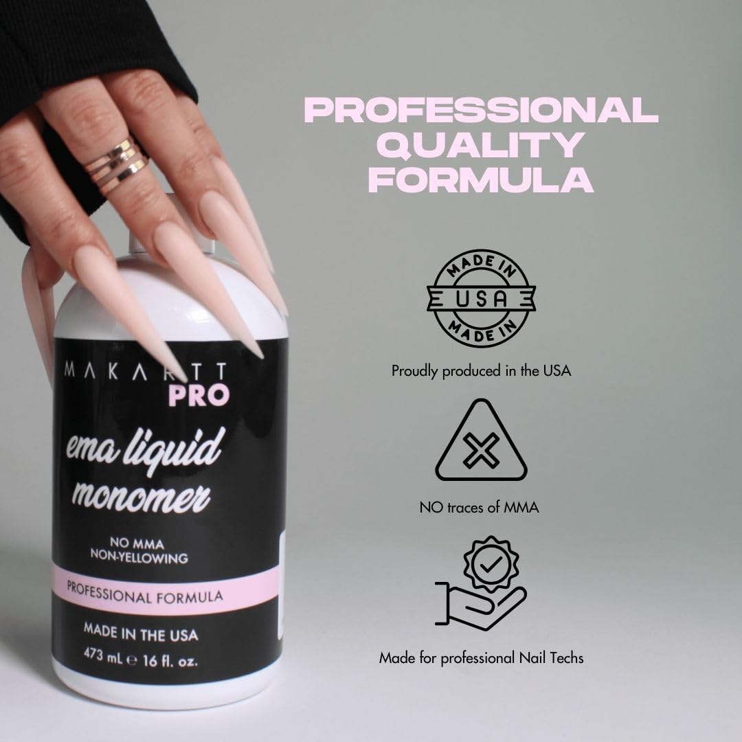 MakartPro Low Odor, MMA free, Non-Yellowing Professional Grade Formula, Beginner Tech Friendly - Essential Acrylic Nail Product for Nail Technicians (16 fl oz) - Image 3