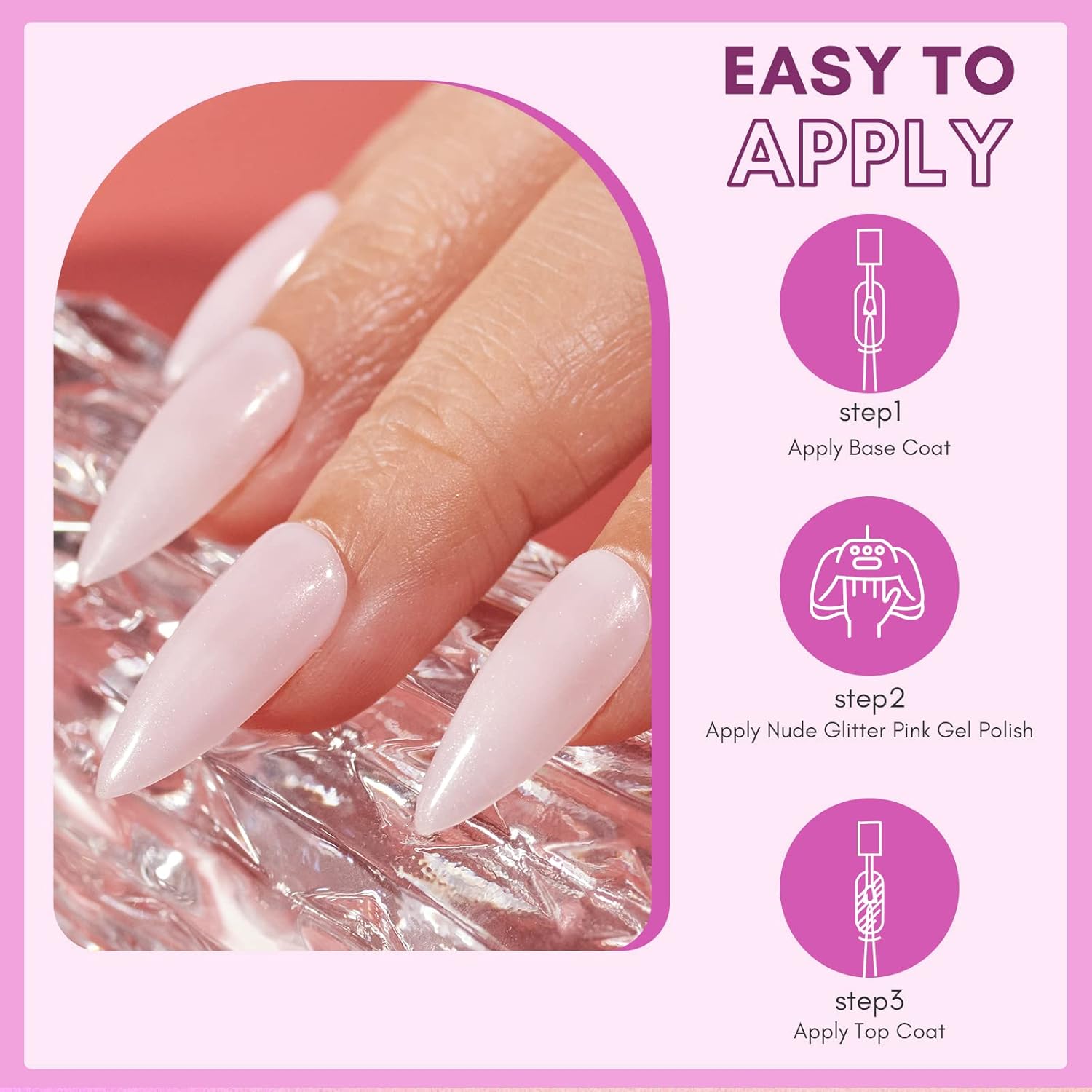 Makartt Gel Nail Polish 15ml, Natural Nude Jelly Pink Glitter, Soak Off UV/LED Gel for DIY Manicure & Nail Art Designs, Home & Salon Use - Soft Whisper - Image 6