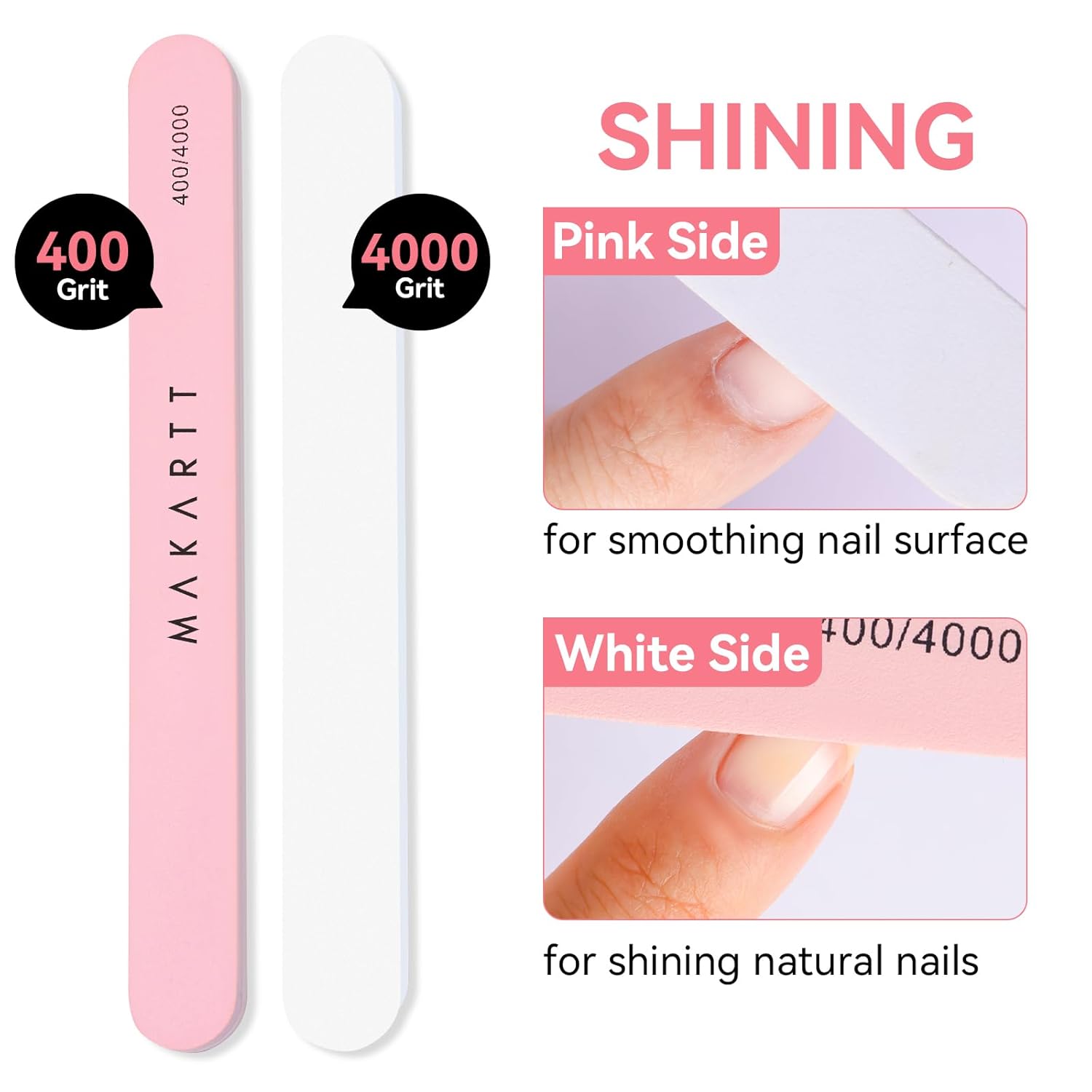 Makartt Nail File and Buffer Set, Pink Basic Prep Kit with Cuticle Clipper, Trimmer, Pusher, Brush, Manicure Care Kit for Natural and Acrylic Nails (7pcs) - Image 4