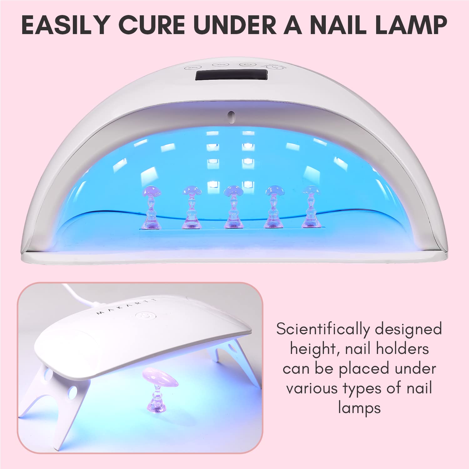 Makartt Nail Stand for Press On Nails Display Practice Art Magnetic Fake Nail Holder for Painting Nails Stand for False Nail Designs with Reusable Putty for Home DIY Beginner Salon Supplies - Image 9
