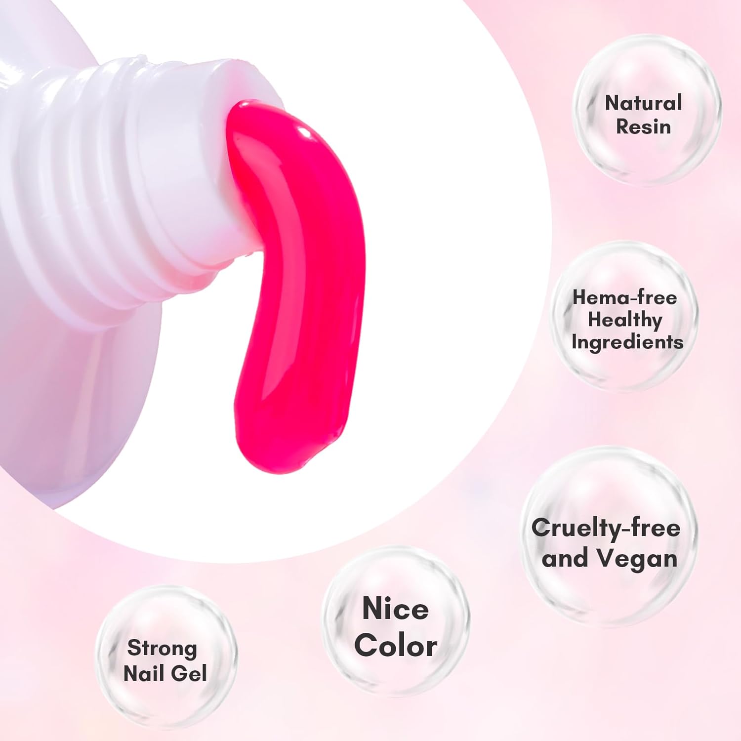 Makartt Poly Nail Gel-50ML Large Capacity-Dazzling Pink Color, Strong Builder for Extension Overlay Strengthener 3D Diy, Long-lasting for Nails French Manicures Home Salon-Pink Flare - Image 6