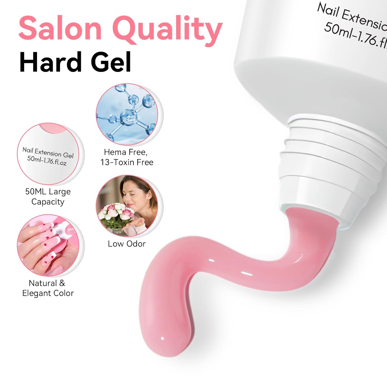 Makartt Poly Nail Gel: Natural Pink 50ML 3D Gel Nail Builder Salon Supplies Easy DIY at Home - Image 6