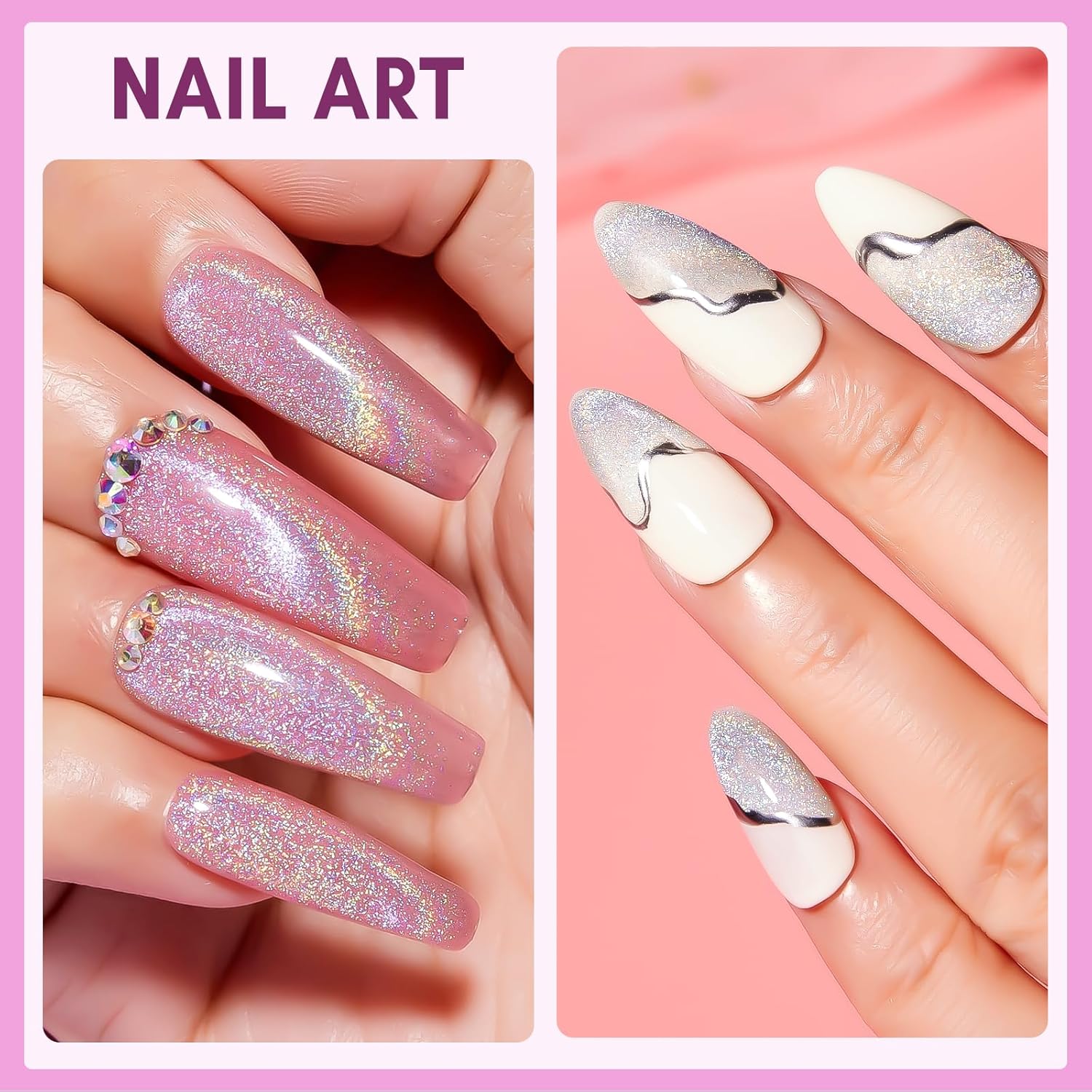 Makartt Rainbow Cat Eye Gel Nail Polish 10ml, Universal 9D Holographic Sparkly Glitter Soak Off UV/LED Manicure with Magnet Stick for Nail Art Designs - Image 8