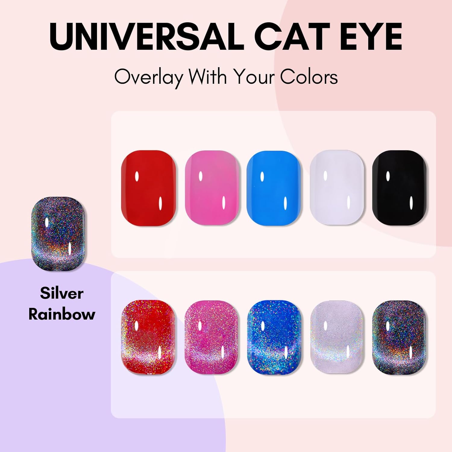 Makartt Rainbow Cat Eye Gel Nail Polish 10ml, Universal 9D Holographic Sparkly Glitter Soak Off UV/LED Manicure with Magnet Stick for Nail Art Designs - Image 7
