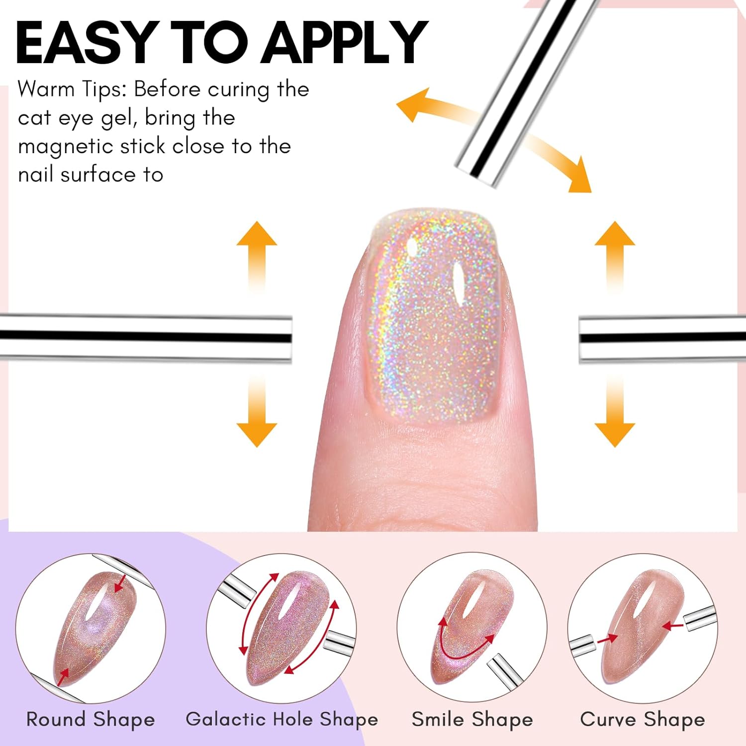 Makartt Rainbow Cat Eye Gel Nail Polish 10ml, Universal 9D Holographic Sparkly Glitter Soak Off UV/LED Manicure with Magnet Stick for Nail Art Designs - Image 5