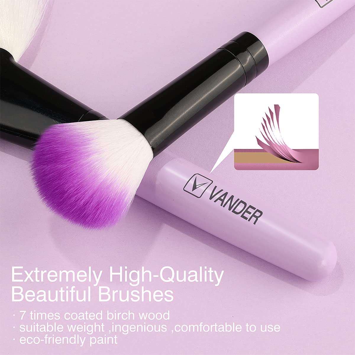 Make up Brushes, VANDER Professional 32pcs Makeup Brush Set, Makeup Brushes Set Foundation Blending Cosmetic Brush Set Kit,Purple - Image 8