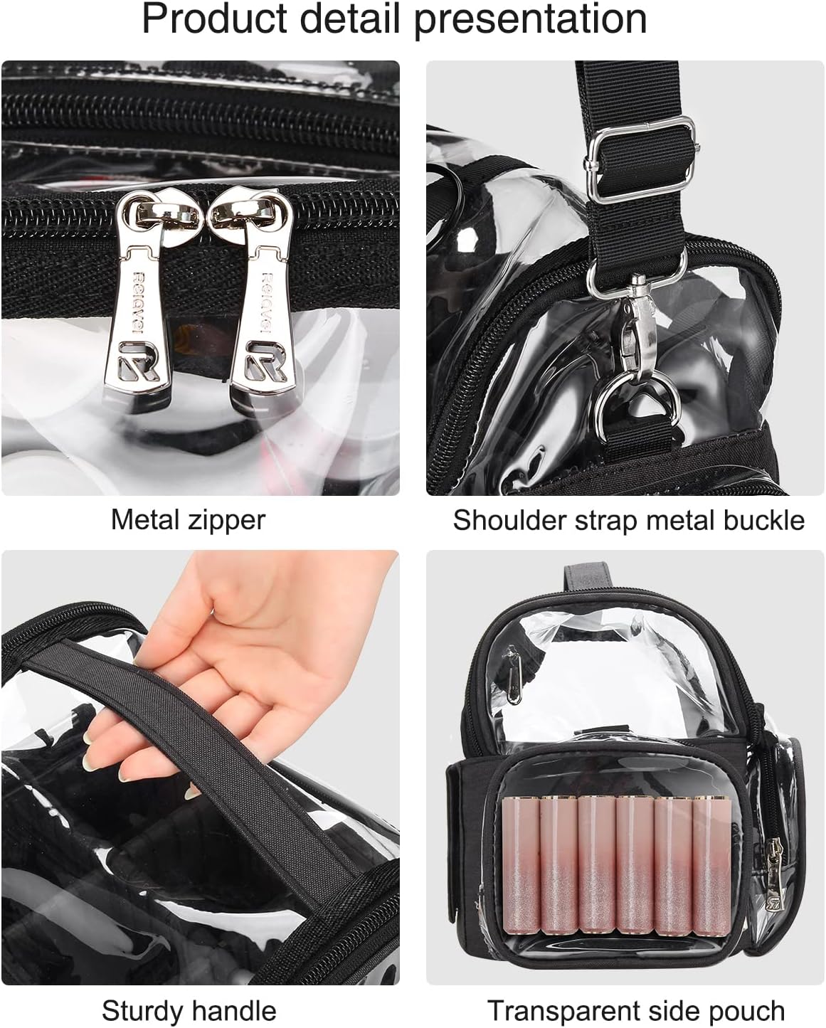 Makeup Brush Case, Large Makeup Brush Holder Professional Makeup Artist Travel Case Clear Waterproof Cosmetic Organizer Bag, Full Open Easy to Access, with Adjustable Strap and Dividers - Image 5