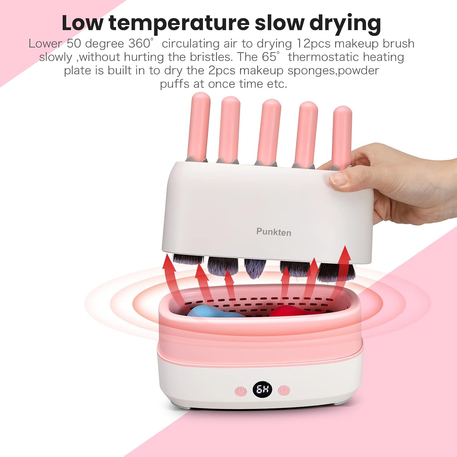 Makeup Brush Dryer Machine,Can Drying 12pcs Makeup Brushes,2pcs Sponges Or Powder Puff AT Once,Baked Slowly At Constant Temperature Without Hurting The Bristles,USB Charge(Type-C) - Image 4
