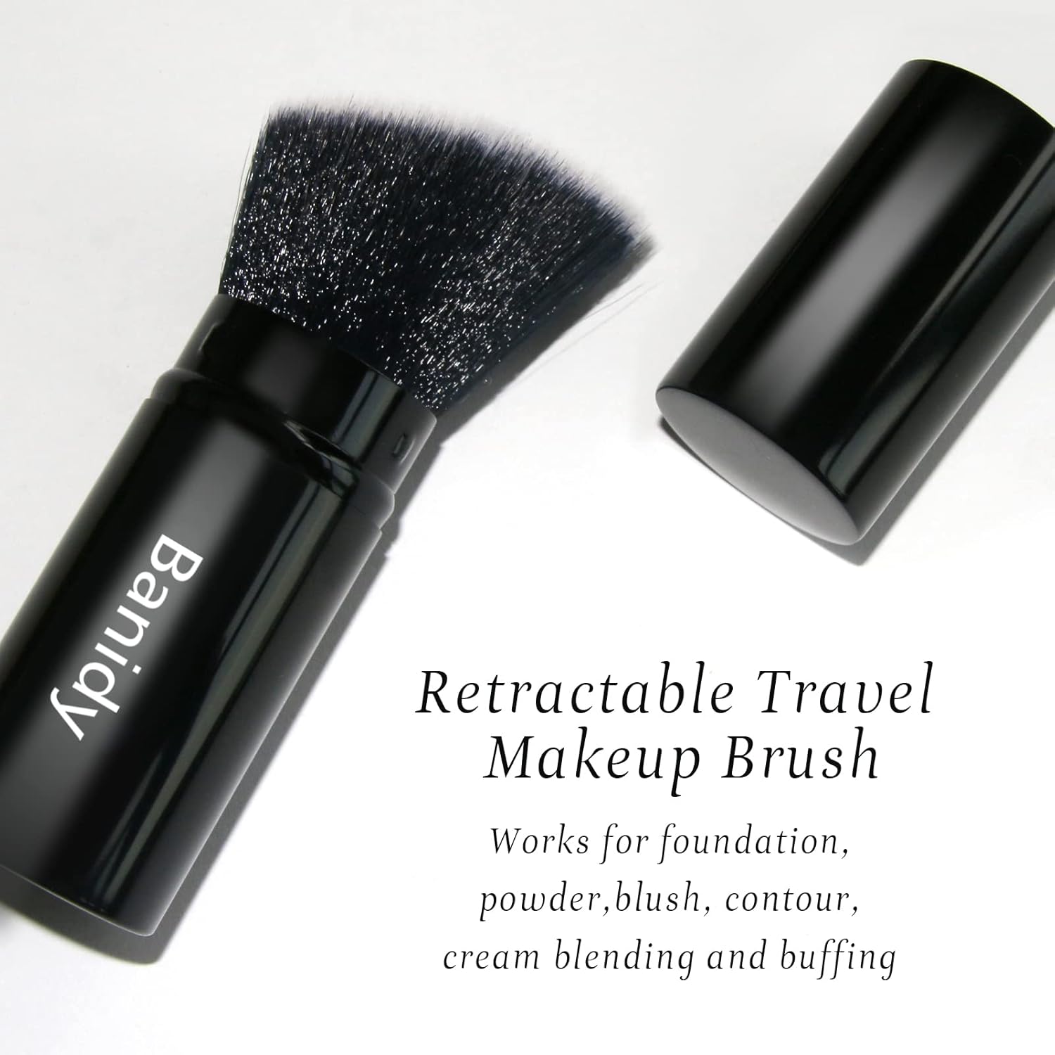Makeup Brush Kabuki Face Brushes Retractable Travel Blush Kabuki Brush Portable Flawless for Foundation, Powder Blush, Bronzer, Buffing, Liquid, Cream, Cruelty Free with Cover(1PCS) - Image 6