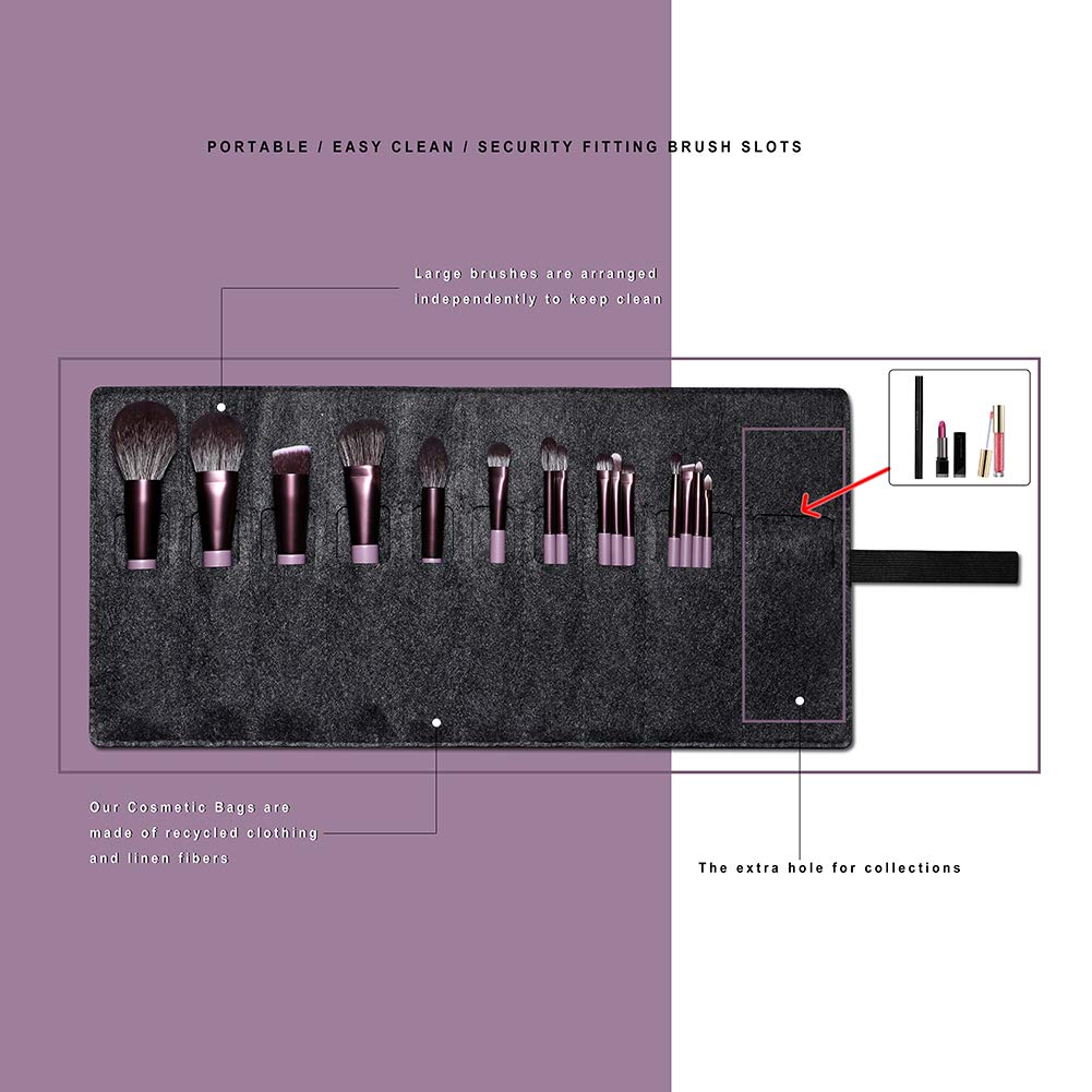 Makeup Brush Set, EIGSHOW Professional Makeup Brushes Kit Foundation Powder Concealers Eye Shadows Makeup 15 Piece for Eye Face Liquid Cream Cosmetics Brushes Kit, Gift for Women, Travel Set(Purple) - Image 3