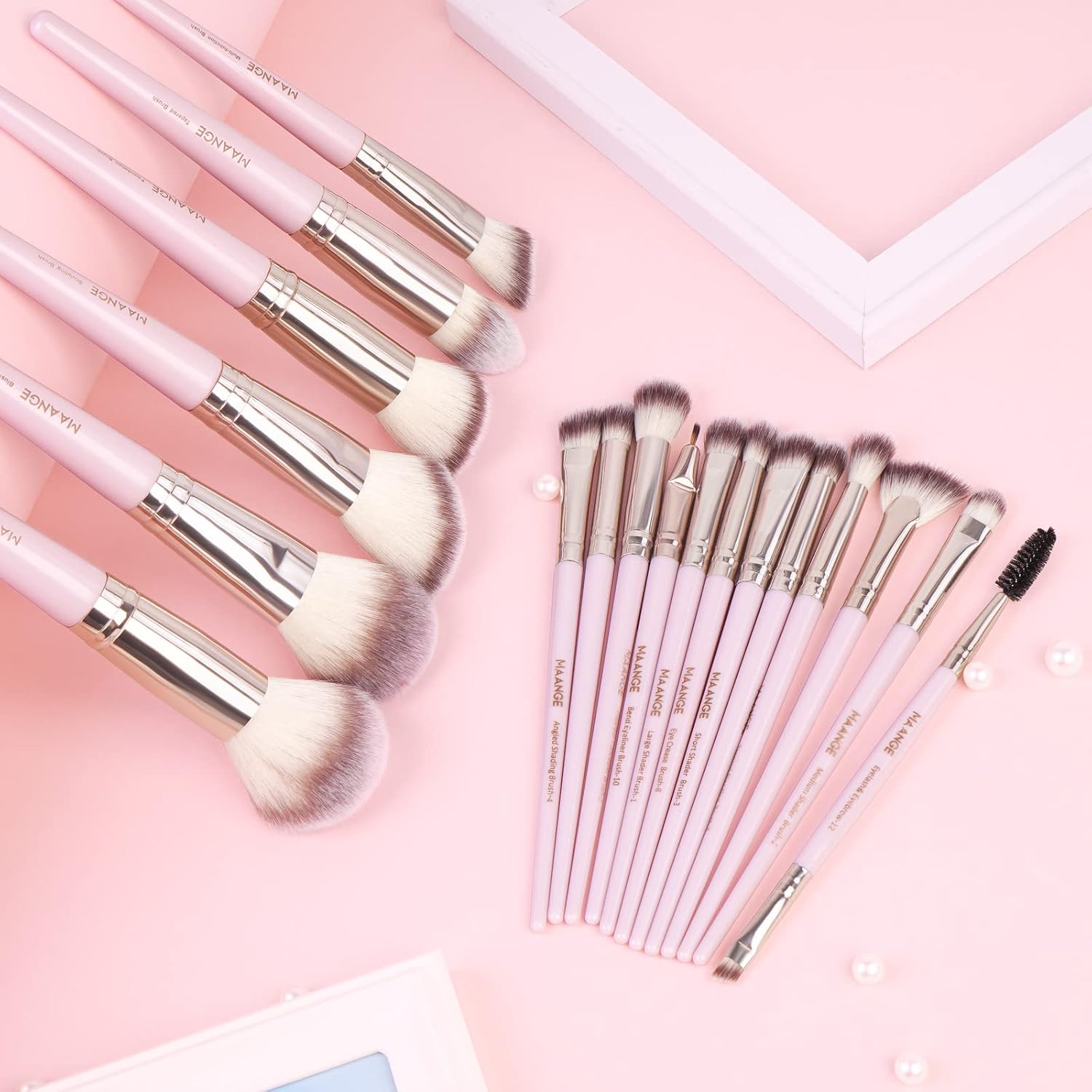 Makeup Brushes, 18 Pcs Professional Premium Synthetic Makeup Brush Set with Case, Foundation Kabuki Eye Travel Make up Brushes sets (Pink Gold) - Image 8