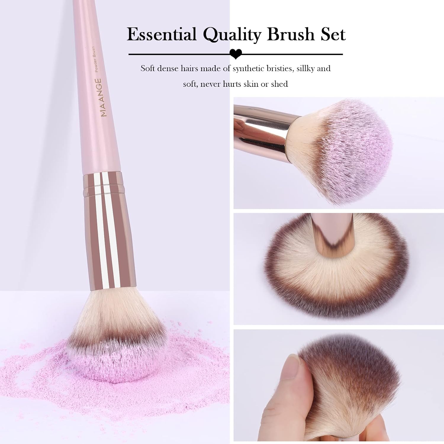 Makeup Brushes, 18 Pcs Professional Premium Synthetic Makeup Brush Set with Case, Foundation Kabuki Eye Travel Make up Brushes sets (Pink Gold) - Image 4