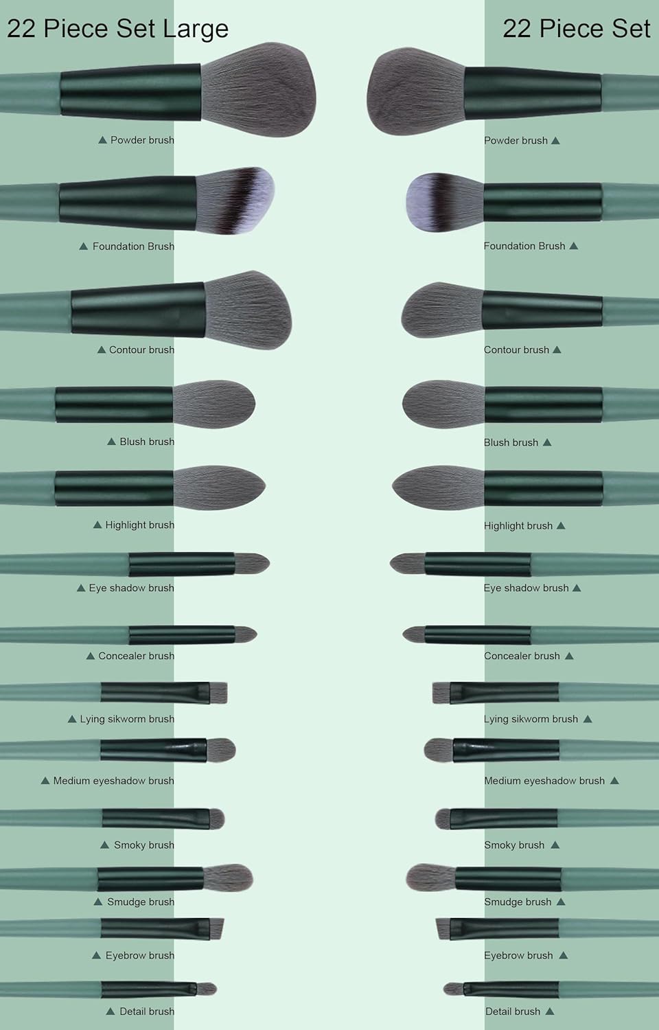 Makeup Brushes 22 Pcs Makeup Kit,Foundation Brush Eyeshadow Brush Make up Brushes Set (Green, 22 Piece Set Large) - Image 4