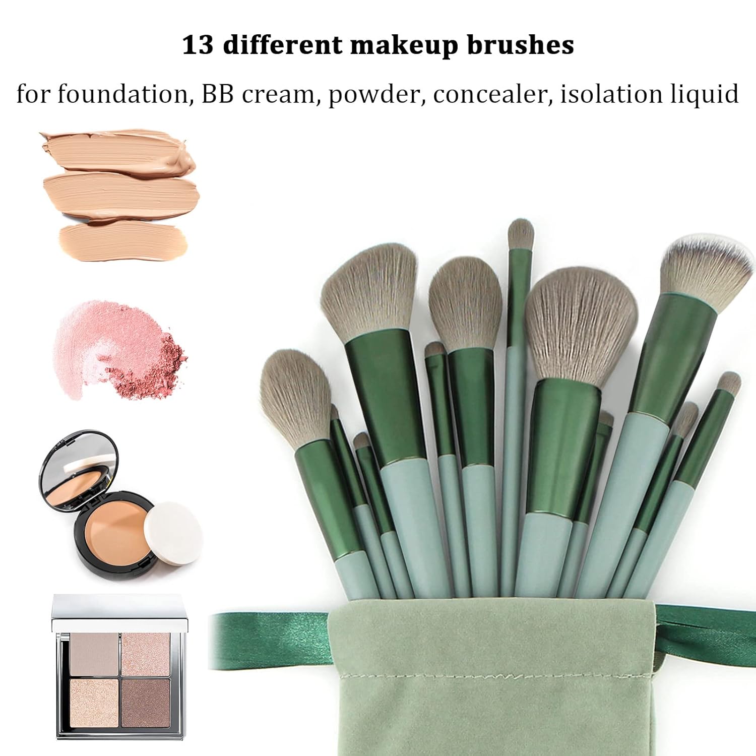 Makeup Brushes 22 Pcs Makeup Kit,Foundation Brush Eyeshadow Brush Make up Brushes Set (Green, 22 Piece Set Large) - Image 3