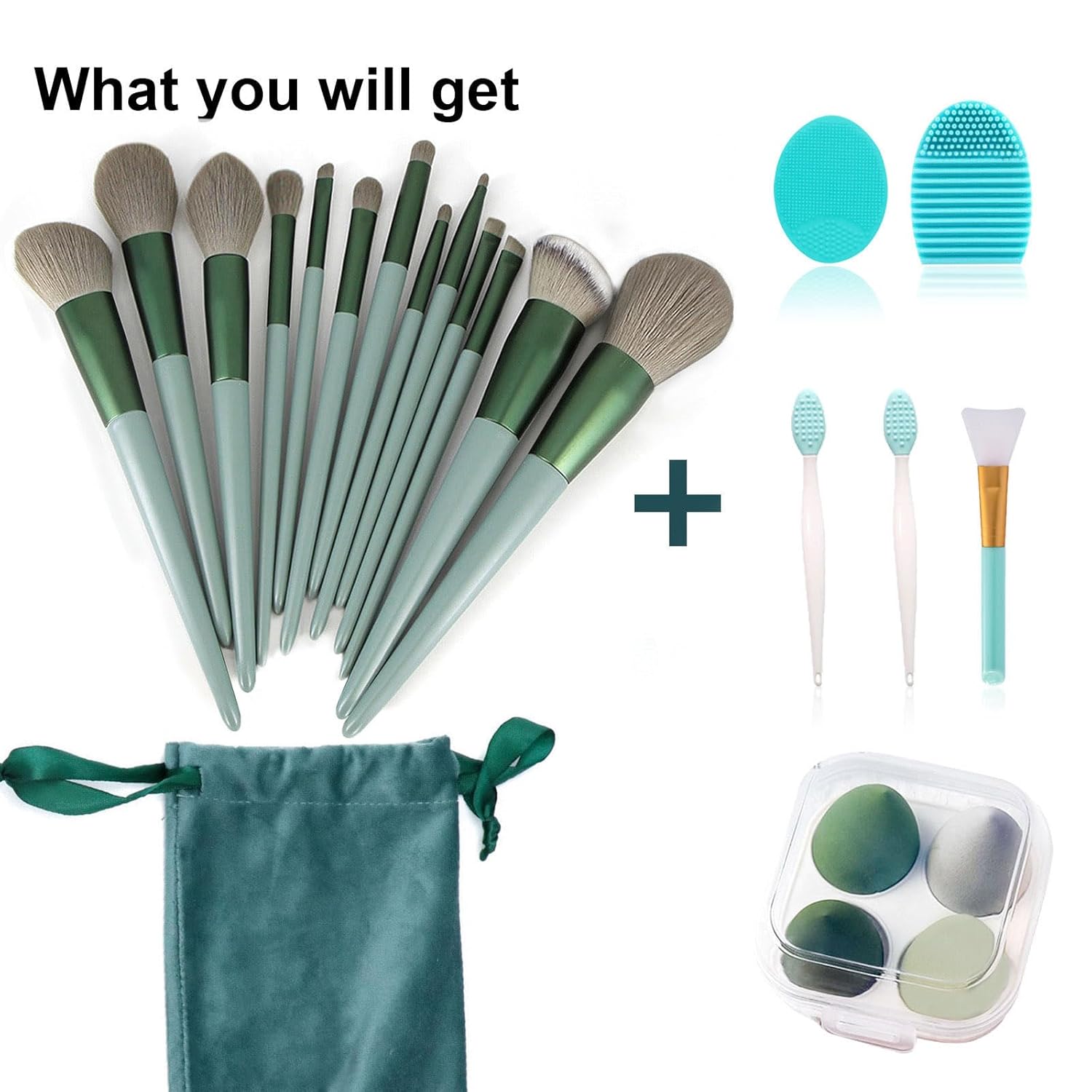 Makeup Brushes 22 Pcs Makeup Kit,Foundation Brush Eyeshadow Brush Make up Brushes Set (Green, 22 Piece Set Large) - Image 7
