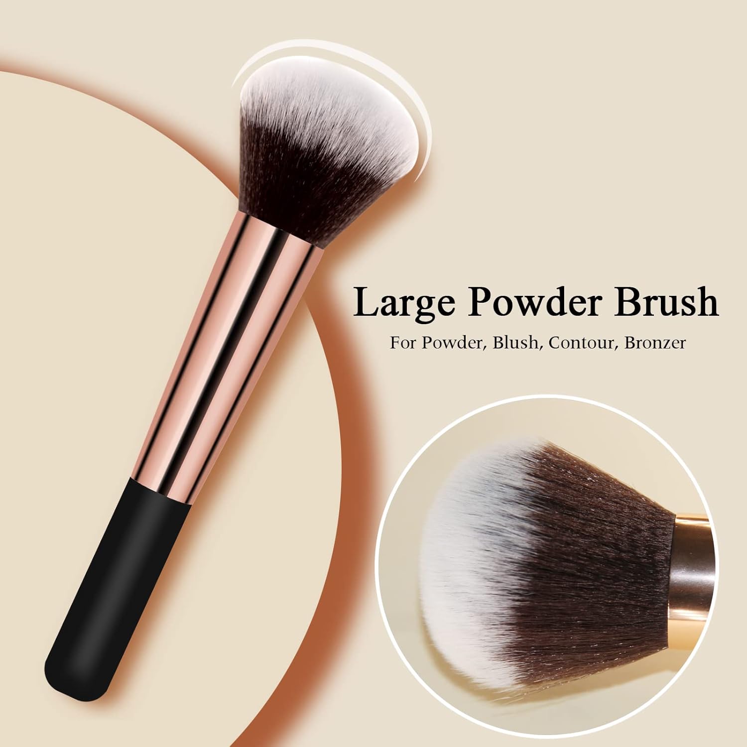 Makeup Brushes Banidy Powder Foundation Brush Flawless Powder Brush Set with Highlighter Brush Blush Brush with Wooden Handle Perfect for Blending, Buffing Liquid, Powder, Foundation, Cream, Concealer - Image 4