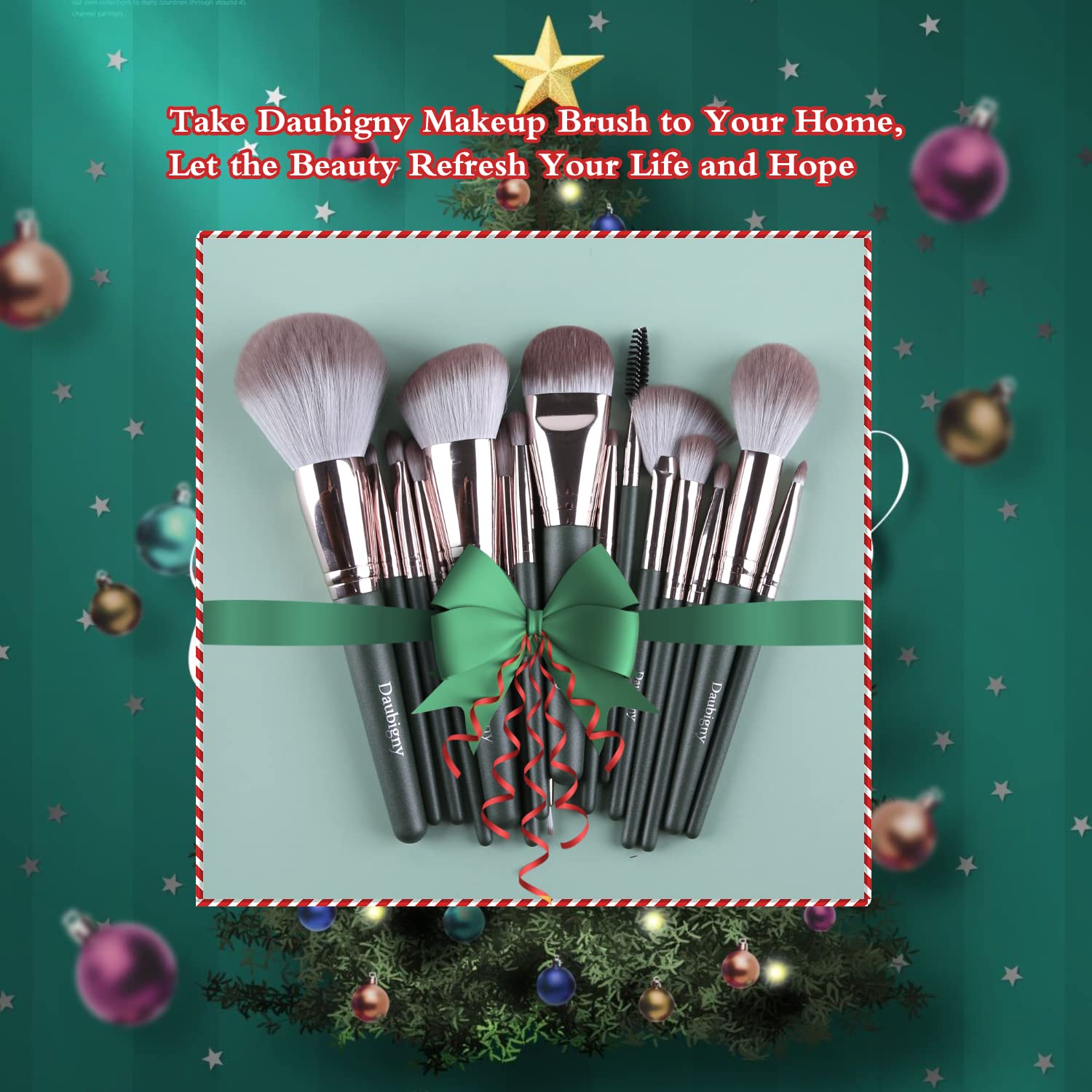 Makeup Brushes, Daubigny 16Pcs Complete Green Premium Synthetic Makeup Brush Set with Professional Foundation Brushes Powder Concealers Eye shadows Blush Makeup Brush for Perfect Makeup - Image 7