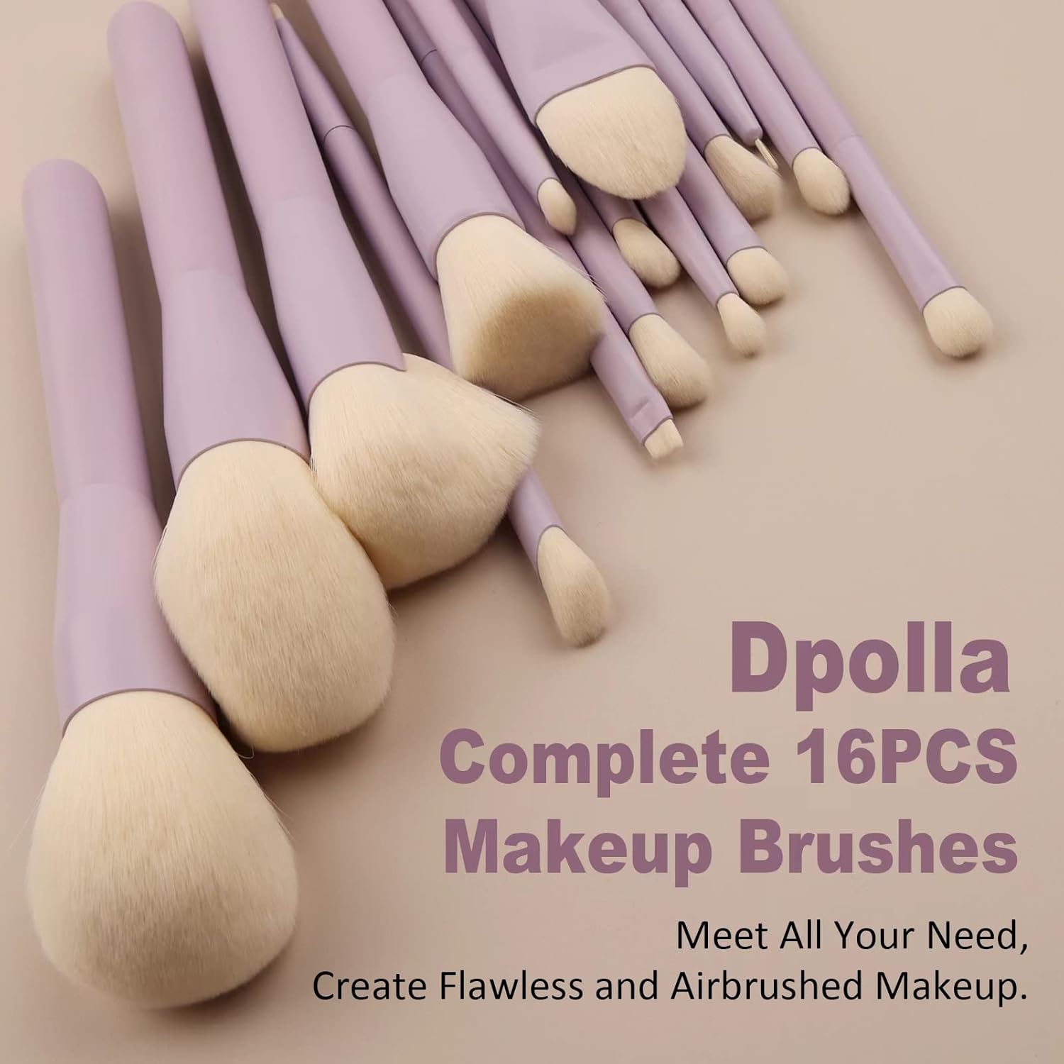 Makeup Brushes, Dpolla 15Pcs Complete Synthetic Makeup Brush Set with Professional Foundation Brushes Powder Concealers Eye shadows Blush Makeup Brush for Perfect Makeup (Purple) - Image 3