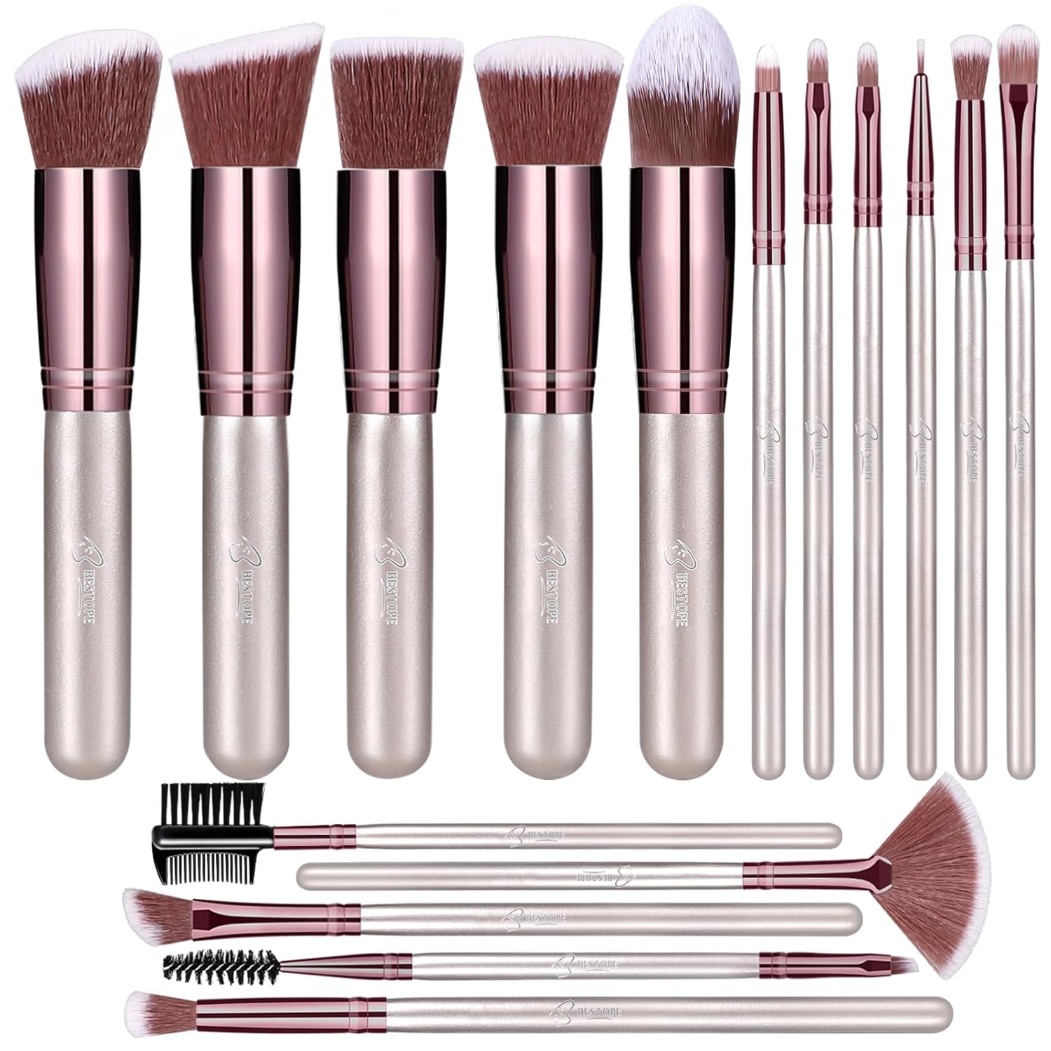 Makeup Brushes Makeup Brush Set, BESTOPE PRO Makeup Brushes Kit, 16Pcs Professional Makeup Brush Set for Eye and Face, Foundation Powder Concealers Blush Eyeshadow Brush Make UP Brushes Kit Champagne