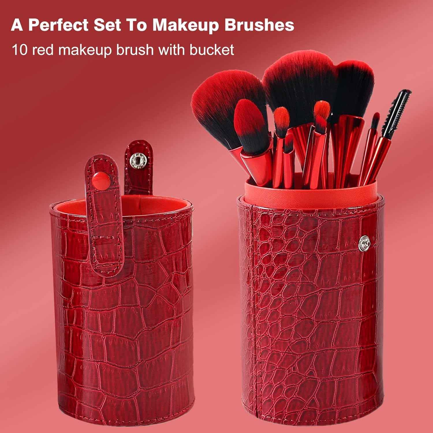 Makeup Brushes Set Makeup Foundation Brush Advanced Foundation Blush Contour Foundation Concealer Eye Shadow Brush Makeup Set (Red) - Image 7