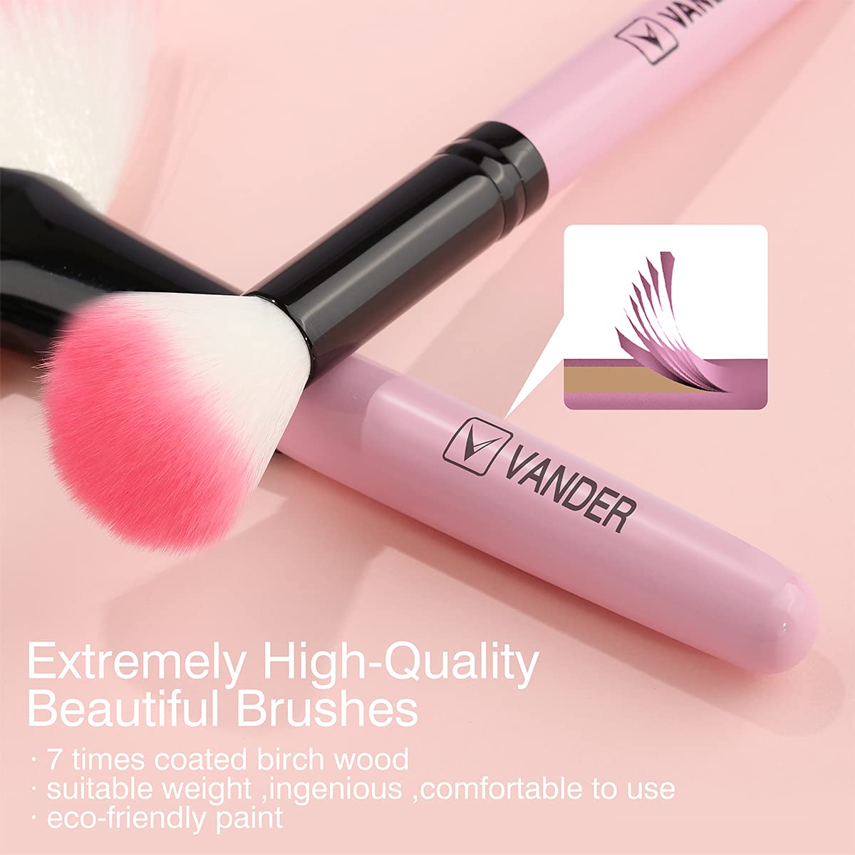 Makeup Brushes, VANDER 32pcs Professional Soft Synthetic Kabuki Cosmetic Eyebrow Shadow Makeup Brush Set Kit - Image 4