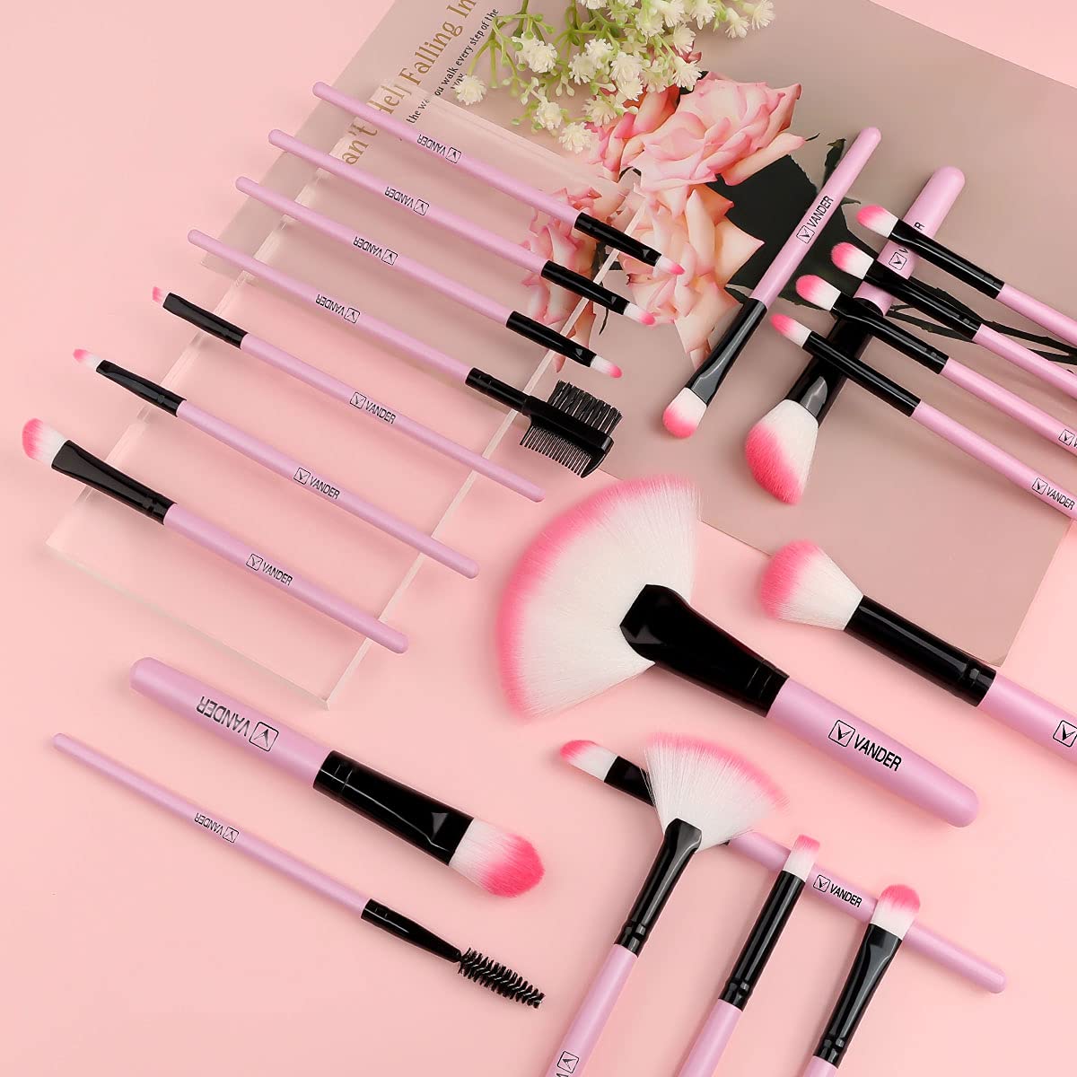 Makeup Brushes, VANDER 32pcs Professional Soft Synthetic Kabuki Cosmetic Eyebrow Shadow Makeup Brush Set Kit - Image 5