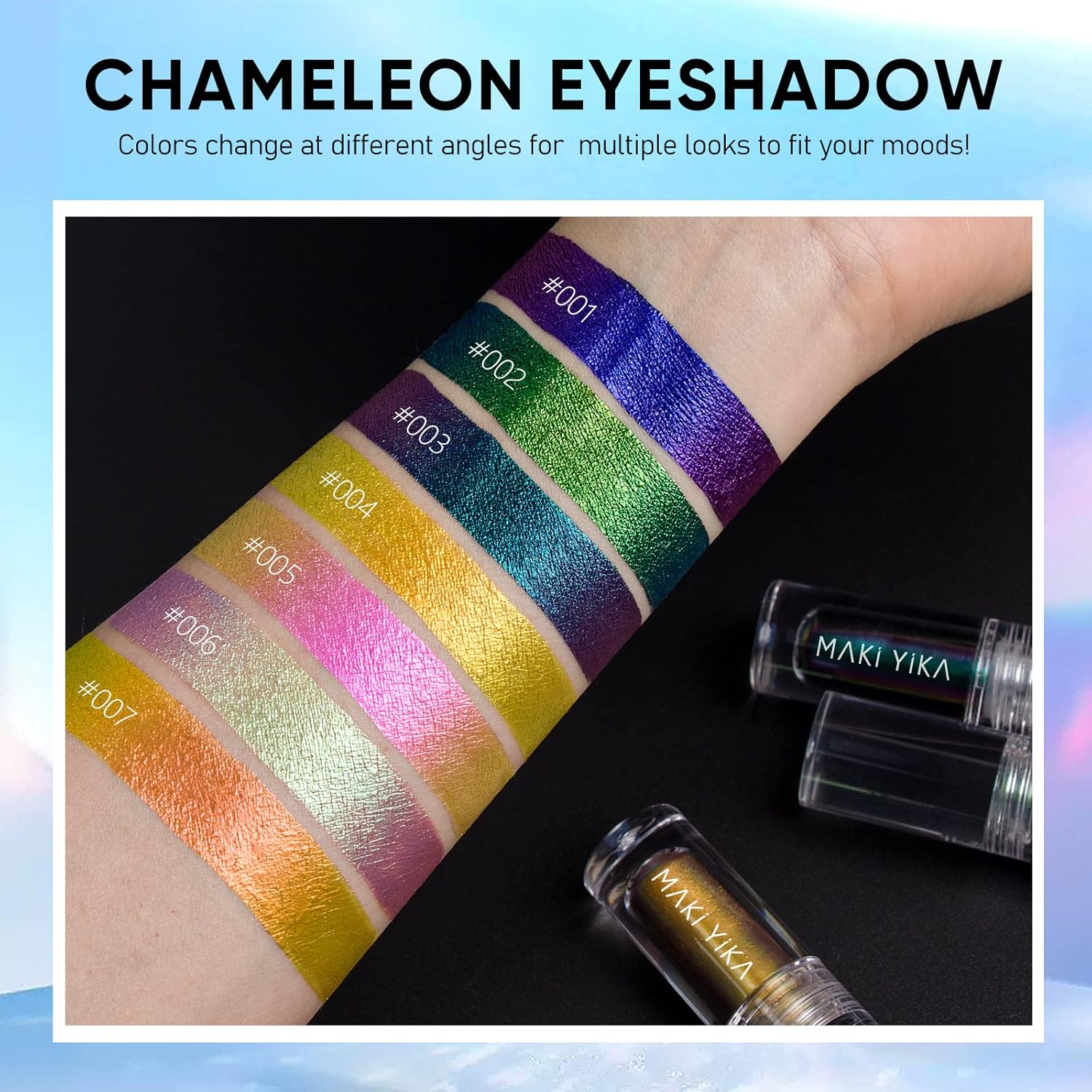 MAKI YIKA Glitter Eyeshadow Green Liquid Multichrome Eyeshadows Long Lasting Metallic Chameleon Eye Shadow Holographic Eye Topper Glitters (#2 Peacock) - Image 7