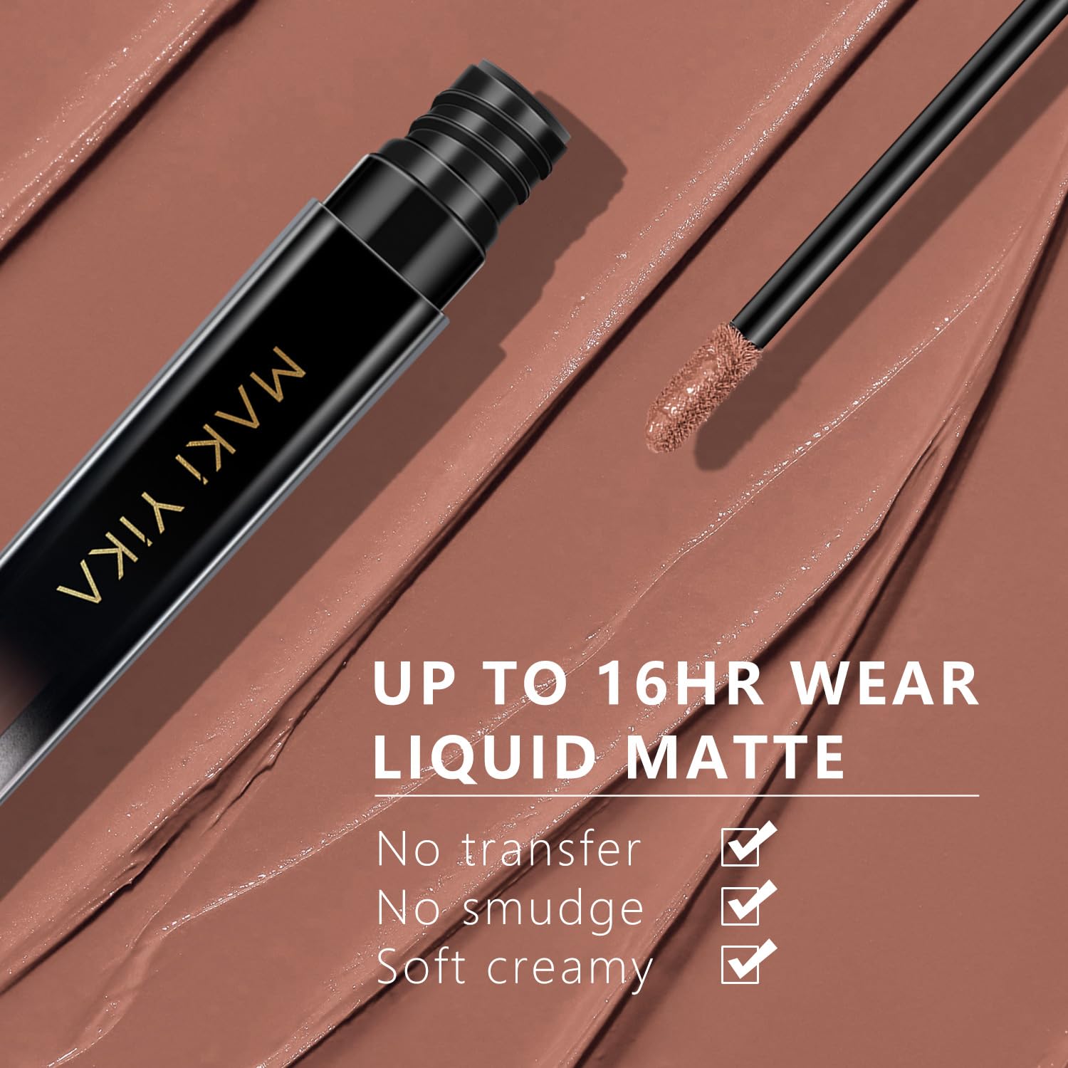 MAKI YIKA Nude Lipstick for Women Colorstay Long Lasting Brown Lipstick Matte Liquid Lipstick Transferproof Cruelty-Free Lip Color, Latte Nude - Image 3