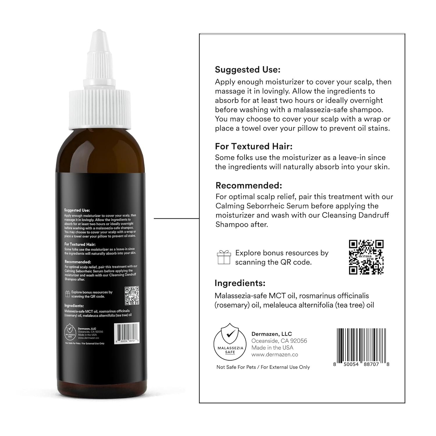 Malassezia-Safe MCT Scalp Moisturizer for Men & Women - Natural Treatment for Dry, Flaky Scalp | Tea Tree & Rosemary Essential Oils for Hydration, Itch Relief & Hair Growth Support - 4oz - Image 2