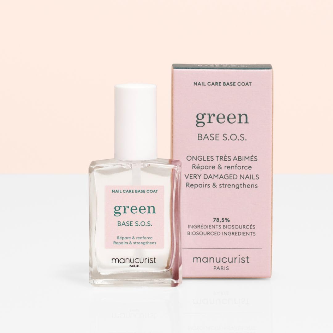 MANUCURIST - S.O.S. Base Coat - Enriched with Vitamins C and B5 - Nail Fortifier - Repairs and Strengthens - Care for Very Damaged Nails - Vegan, Up to 78% Plant-Based - 0.5 fl oz - Image 6