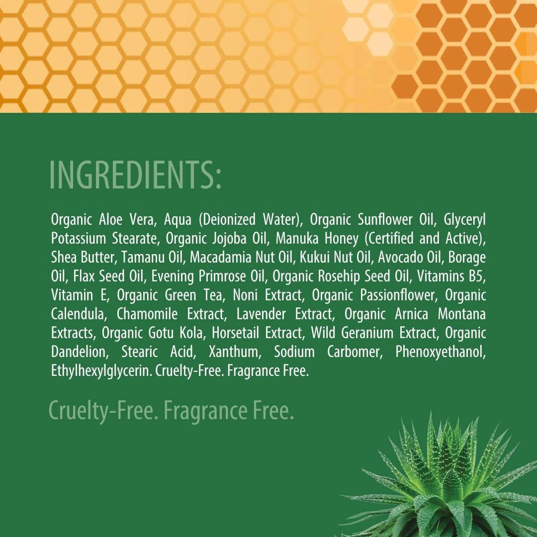 Manuka Honey Eczema Cream Moisturizing Lotion for Psoriasis Relief - Itchy, Dry Skin Rash Ointment - Soothing Moisturizer for Baby, Kids, Adults - High Strength Body & Face Cream 4oz - Image 2