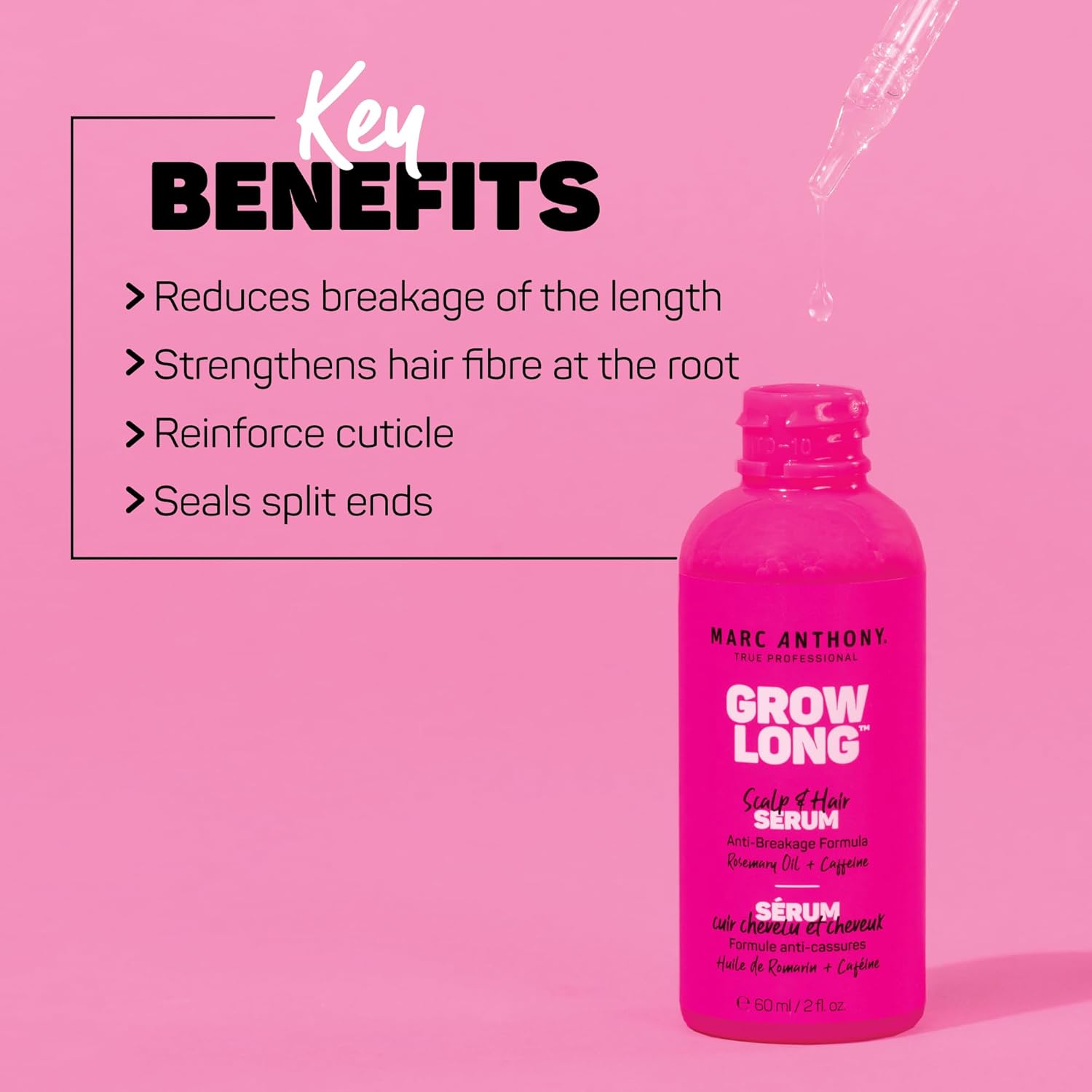 Marc Anthony Grow Long Scalp & Hair Serum - Anti-Breakage Formula Nourish, Strengthen & Hydrate Scalp & Hair Follicles - Natural Shine & Fuller-Looking Hair Strands from Root to Tip, 2 fl oz - Image 5