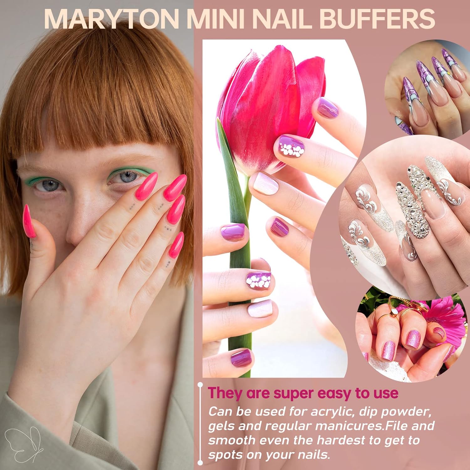 Maryton Mini Nail Buffer Blocks - 80/100 Grit Professional Salon Orange Buffers - Buff Nails Prior to Application of Gel Polish, Acrylic, 50 Count - Image 6