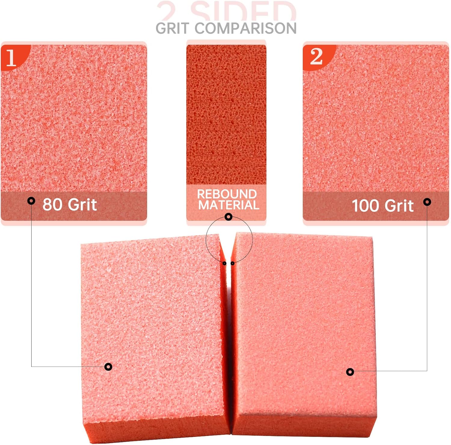 Maryton Mini Nail Buffer Blocks - 80/100 Grit Professional Salon Orange Buffers - Buff Nails Prior to Application of Gel Polish, Acrylic, 50 Count - Image 2